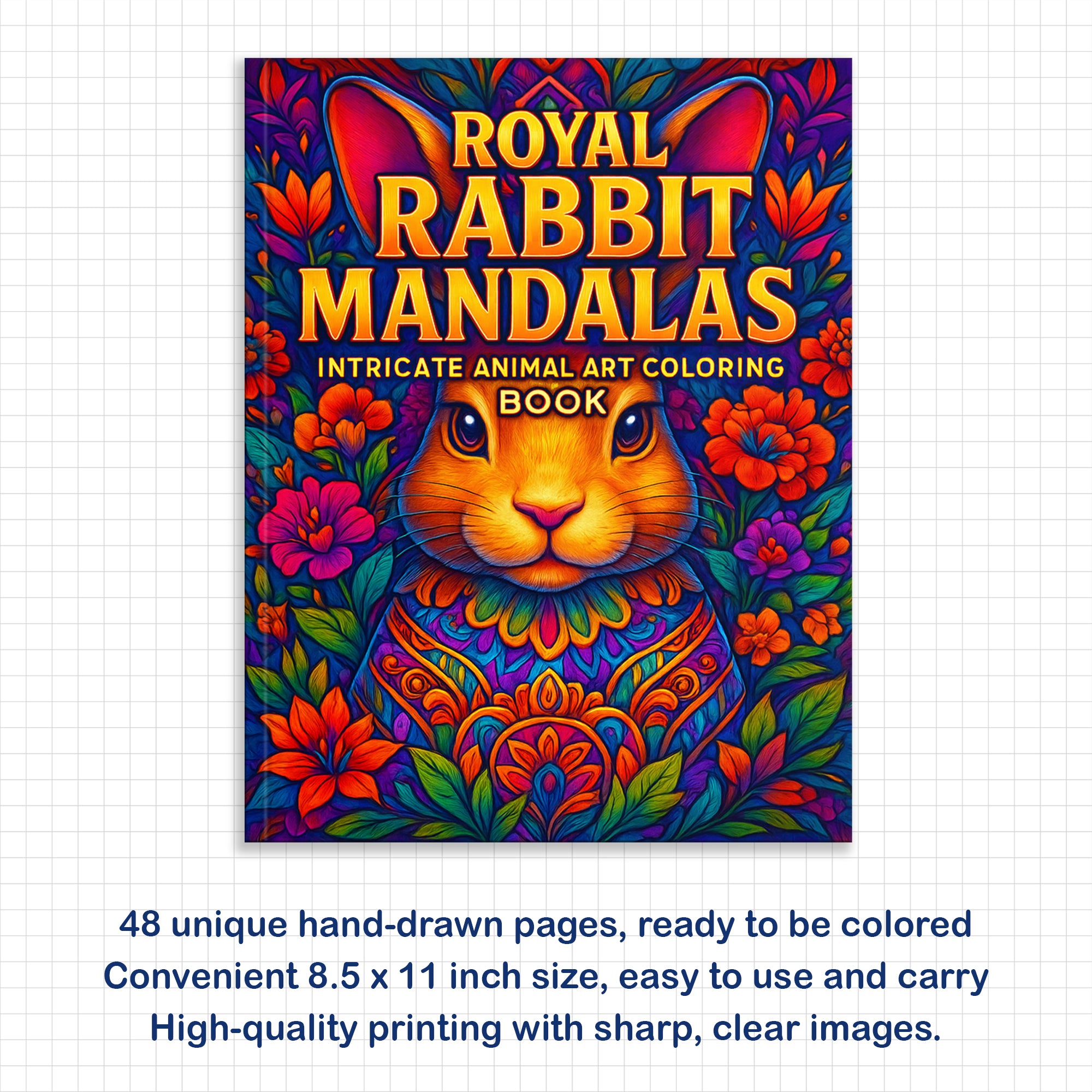 Royal Rabbit Mandalas Coloring Pages – 48 Detailed Animal Mandalas for Adults