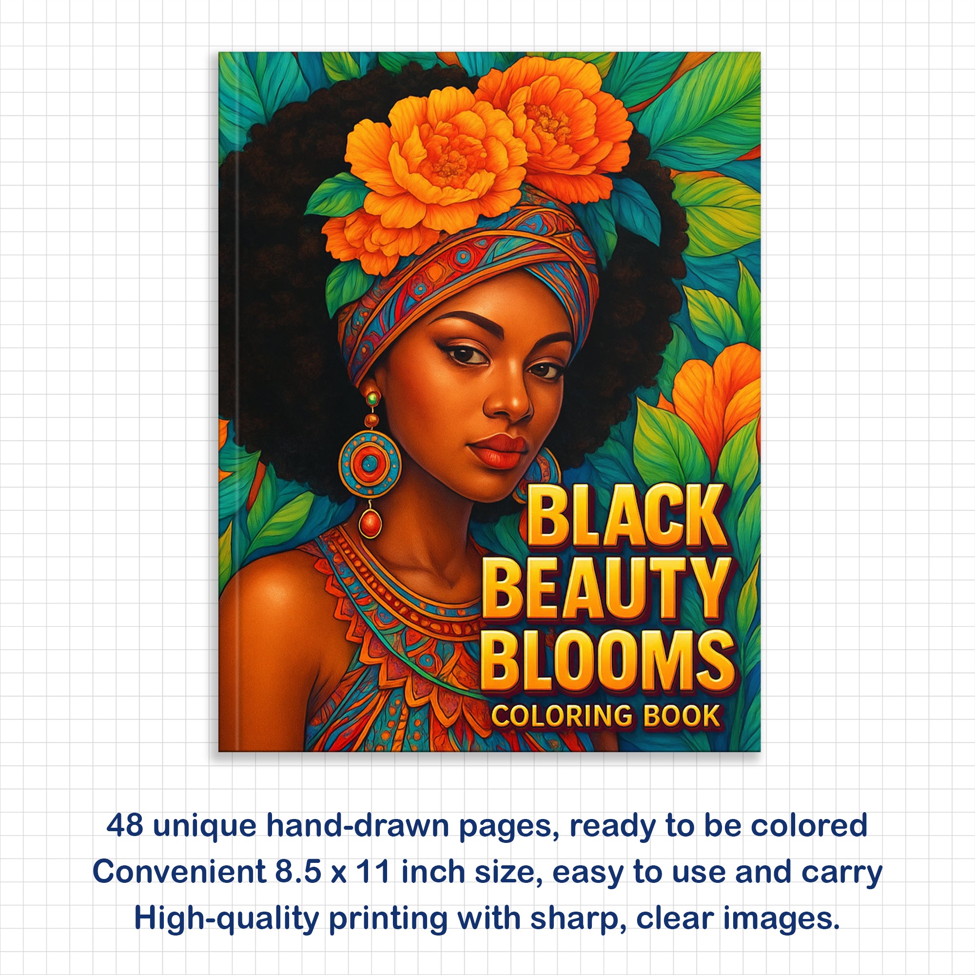 Black Beauty Blooms Coloring Pages – 48 Elegant Portraits of Black Girls for Adults