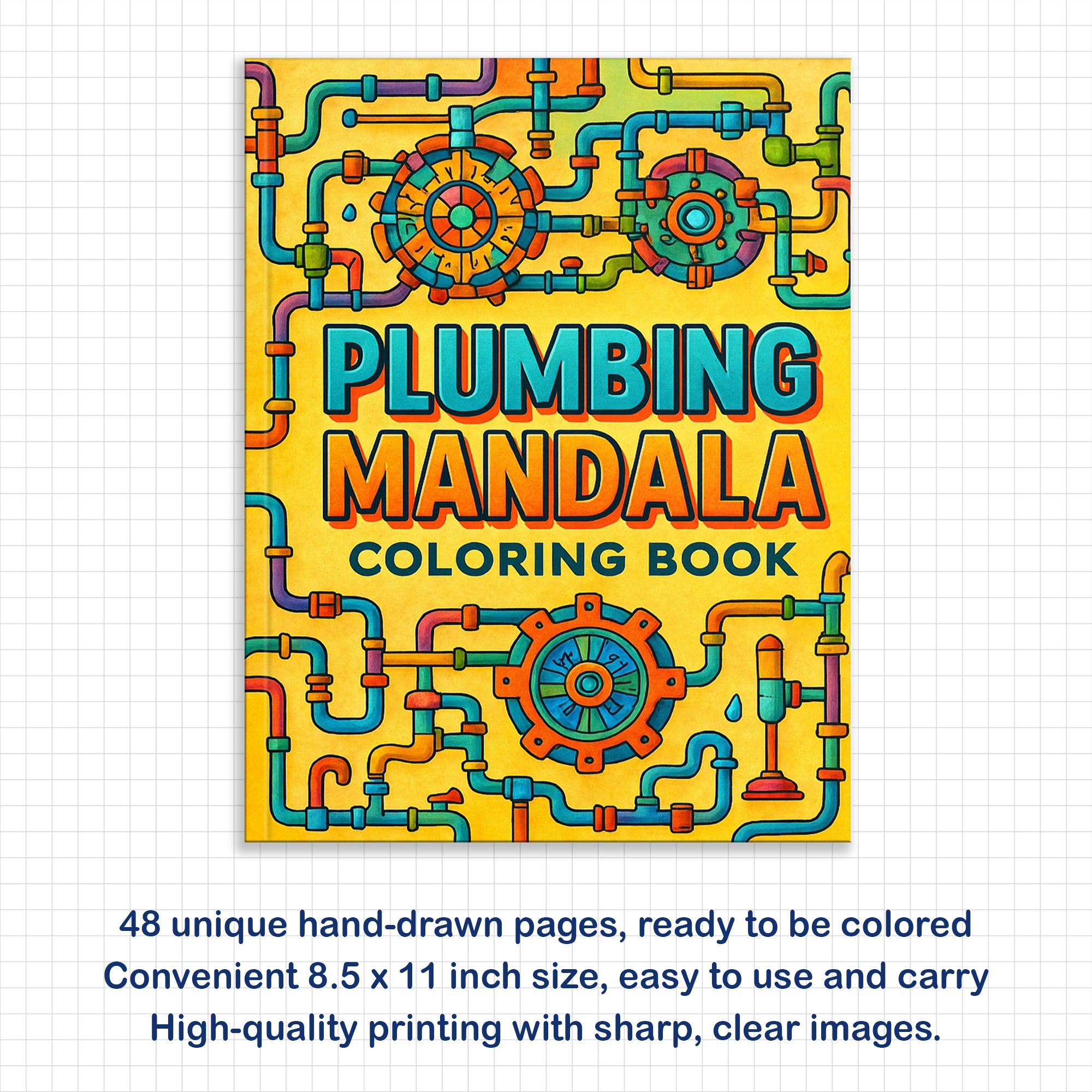 Plumbing Patterns – Plumbing Mandala Coloring Pages – 48 Pages – Complex Pipework and Engineering Designs – For Adults