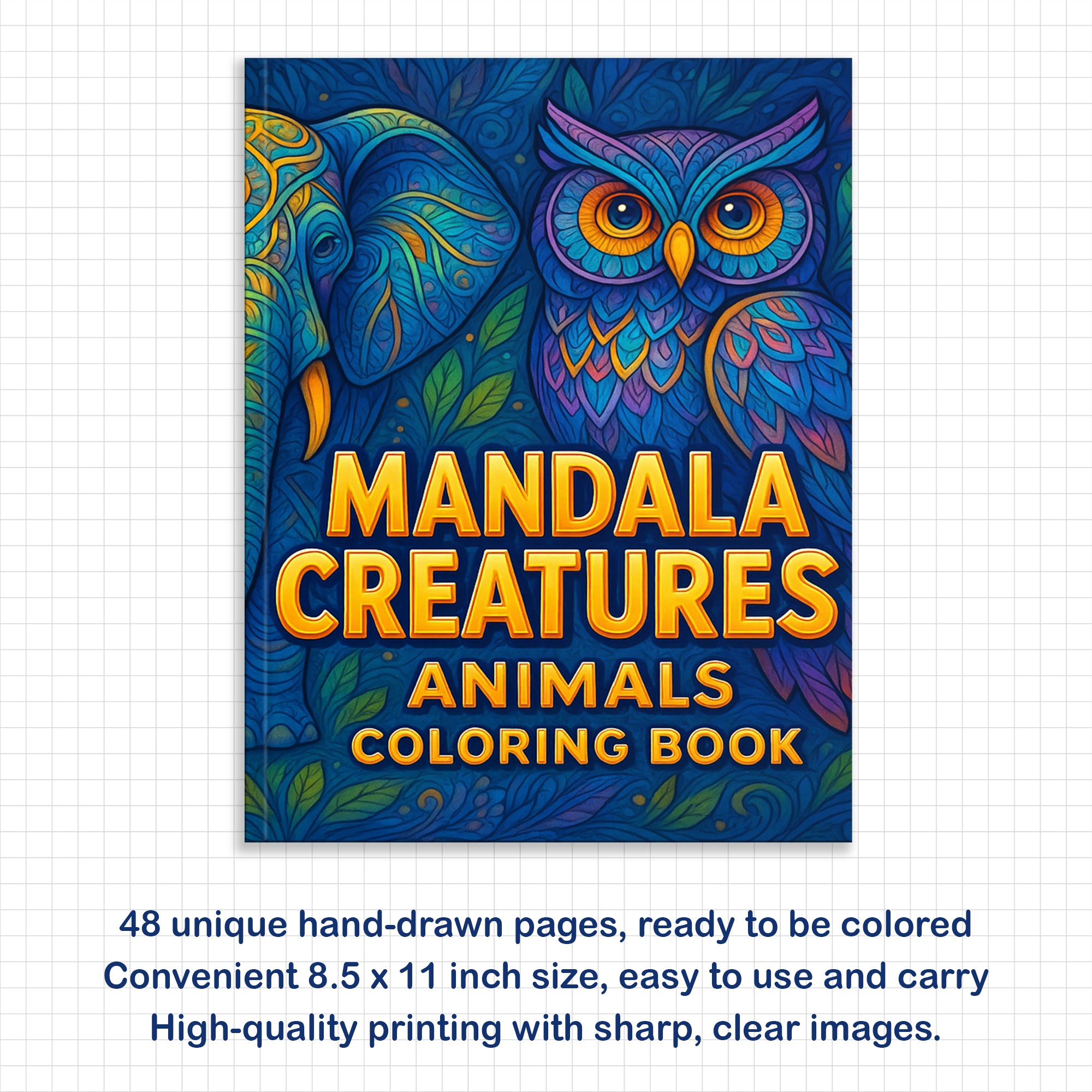 Mandala Creatures – Animals Coloring Pages – 48 Pages – Detailed Animal Mandalas, Artistic Zen Designs, Stress Relief – For Adults