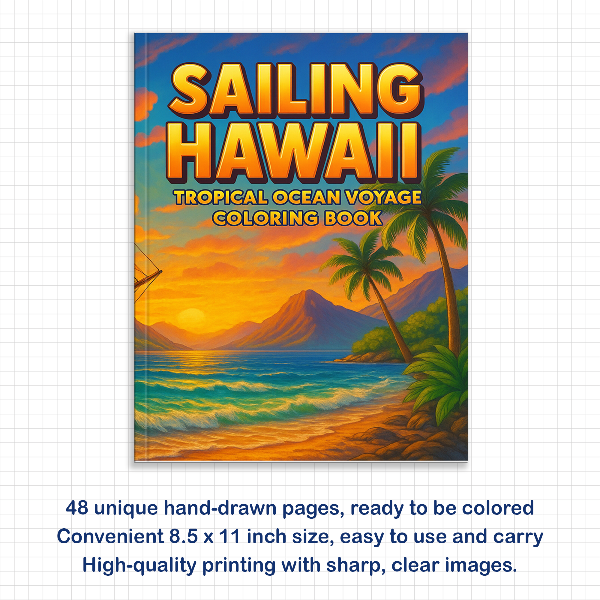 Sailing Hawaii Coloring Pages – 48 Tropical Ocean Scenes for Adults