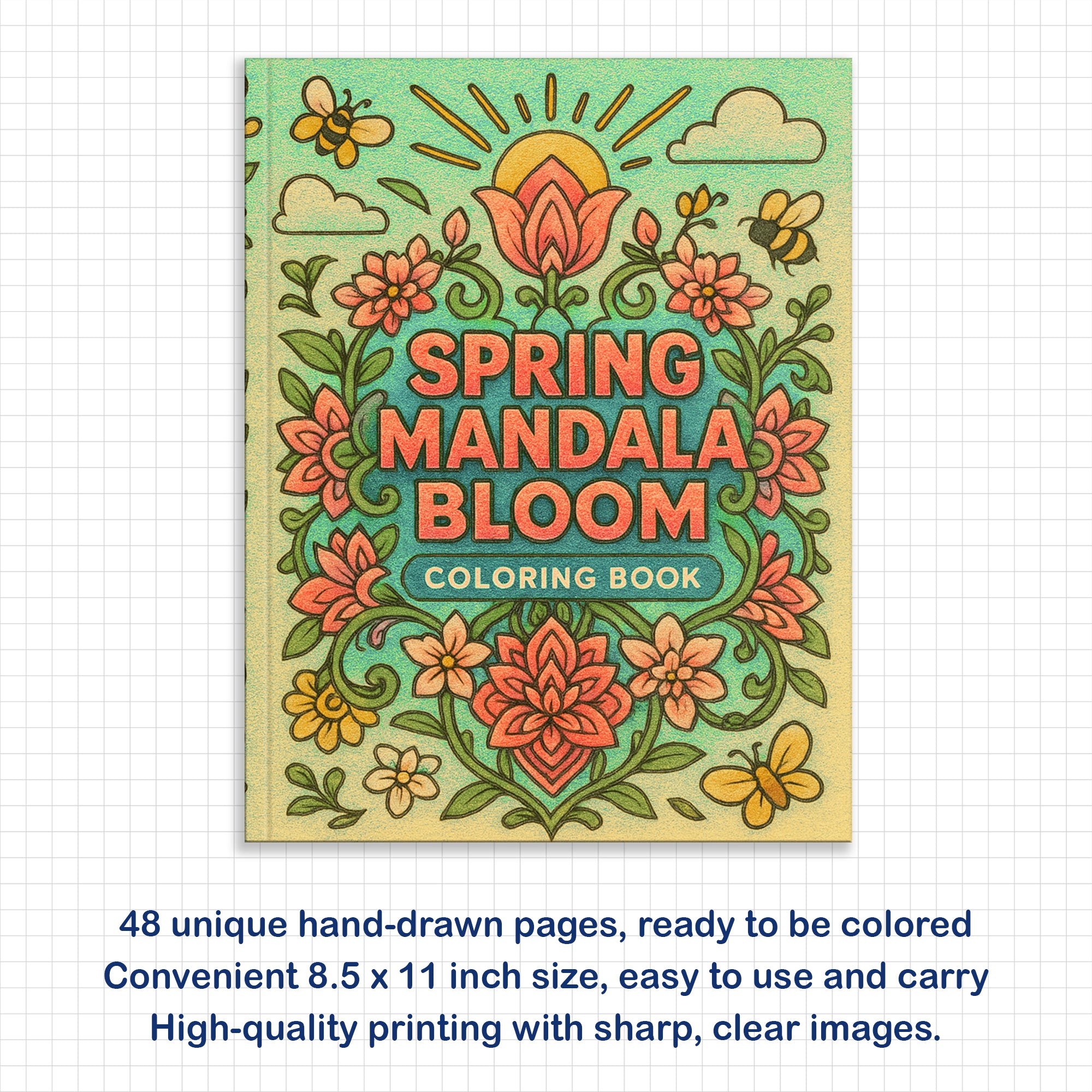 Spring Mandala Bloom Coloring Pages – 48 Pages – Beautiful Floral Circles for Adults