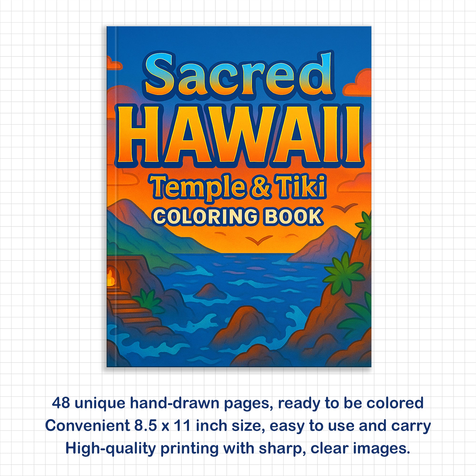 Sacred Hawaii Coloring Pages – 48 Legendary Temples & Tiki Scenes for Adults