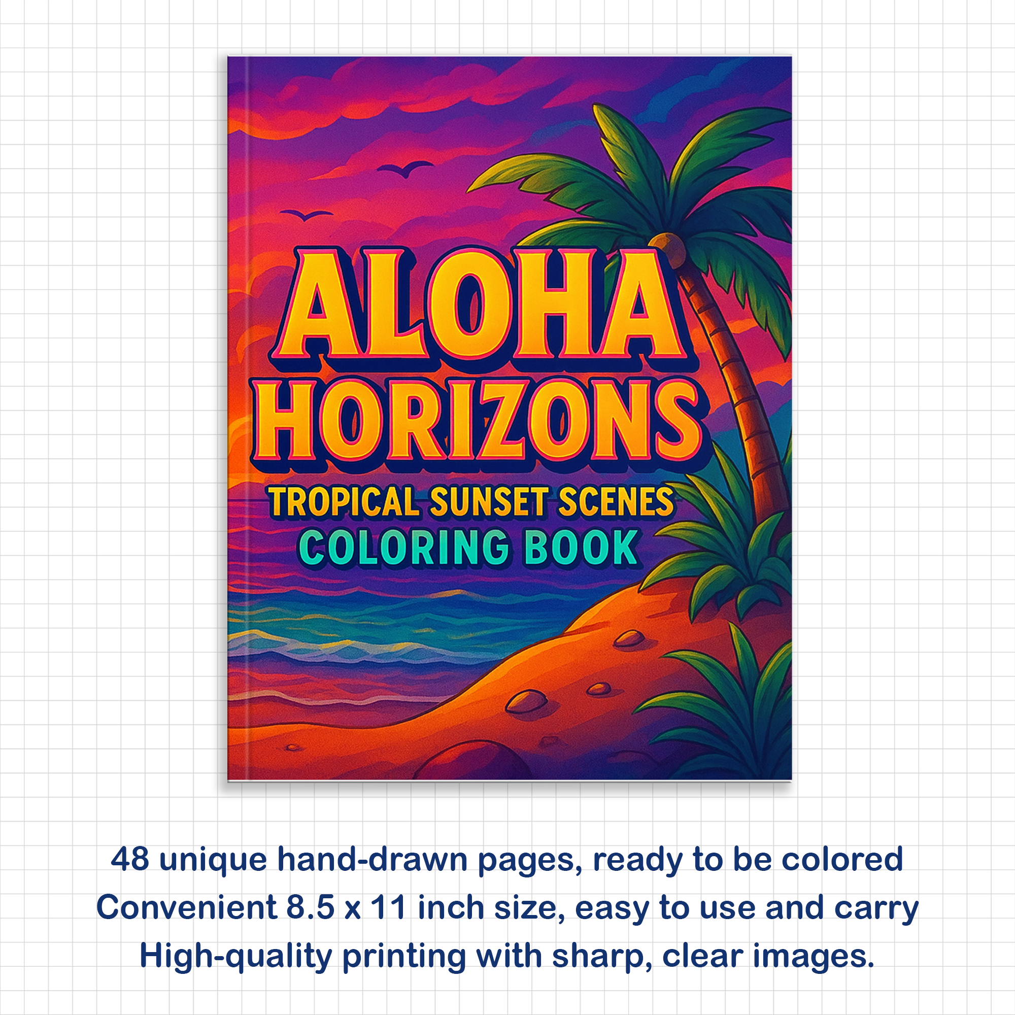 Aloha Horizons Hawaii Coloring Pages – 48 Peaceful Sunset Views for Adults