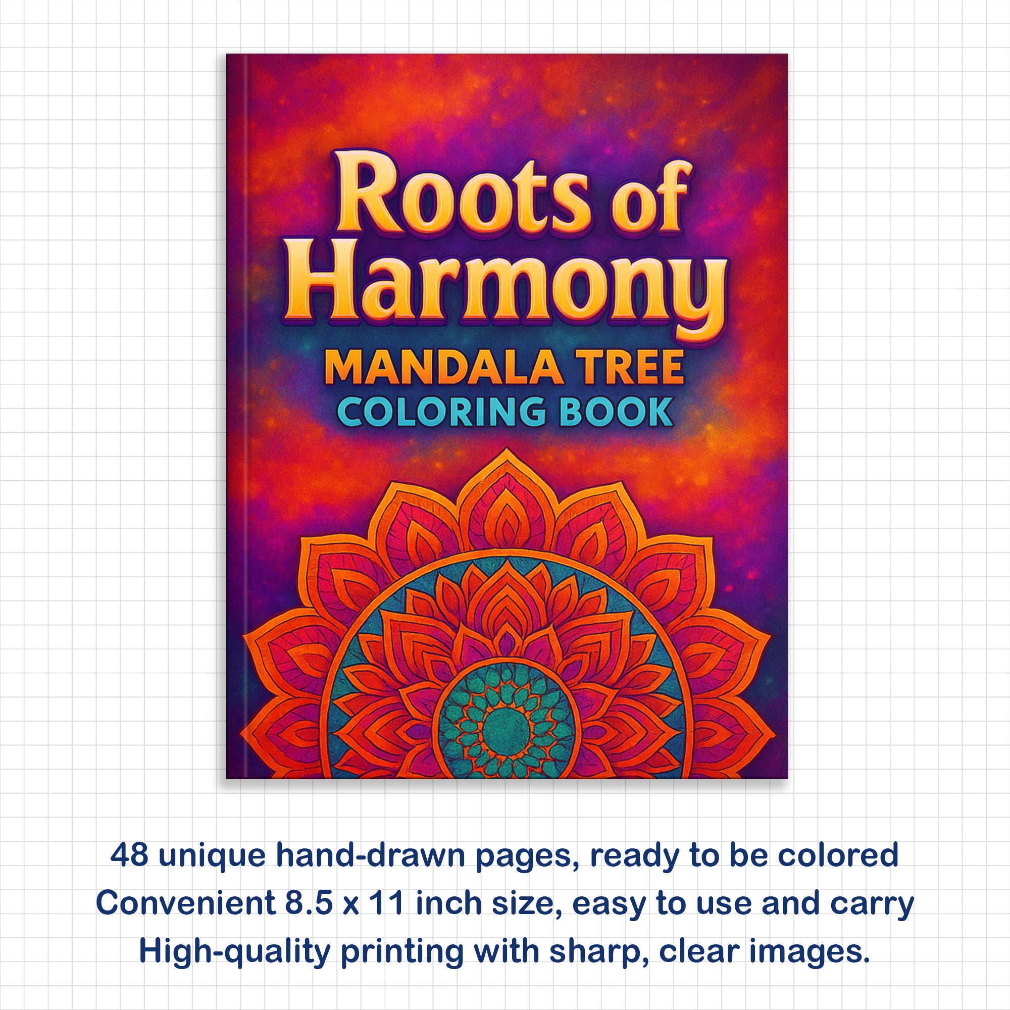 Roots of Harmony Coloring Pages – 48 Pages – Tree Mandalas and Sacred Patterns for Adults