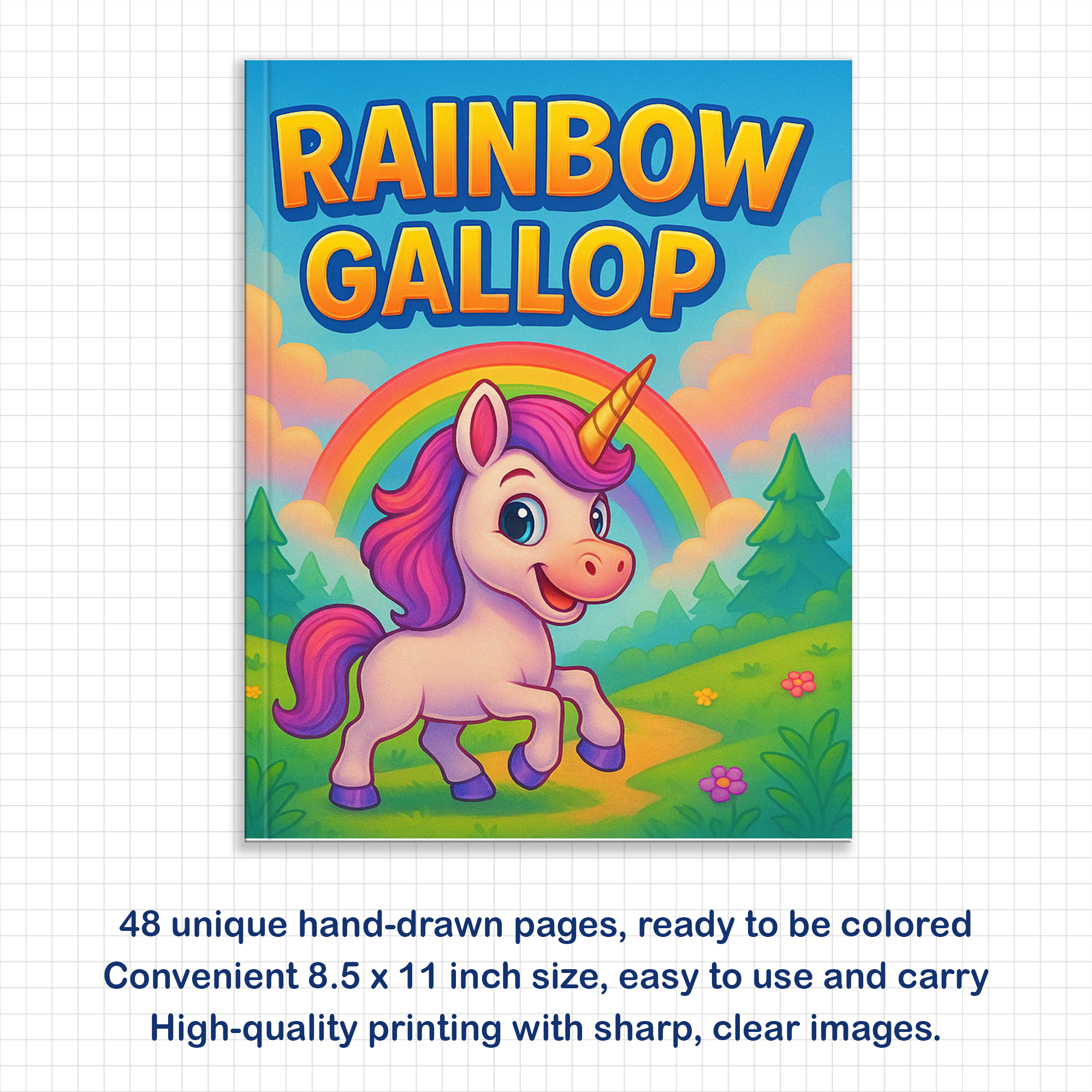 Rainbow Gallop Coloring Pages – 48 Magical Creatures & Scenes – for Kids