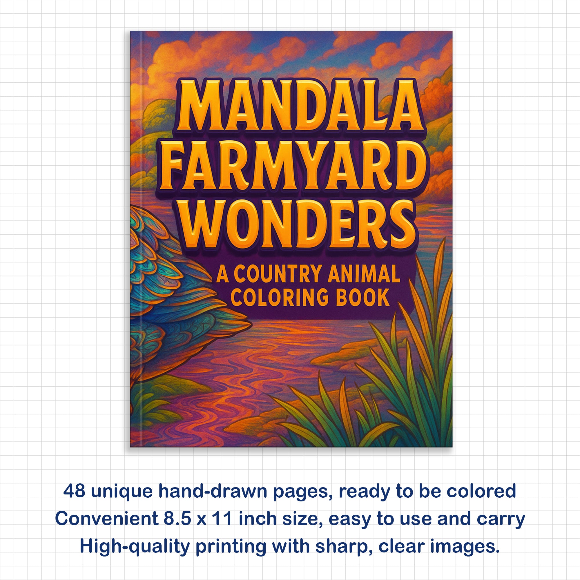 Mandala Farmyard Wonders Coloring Pages – 48 Country Animal Designs for Adults