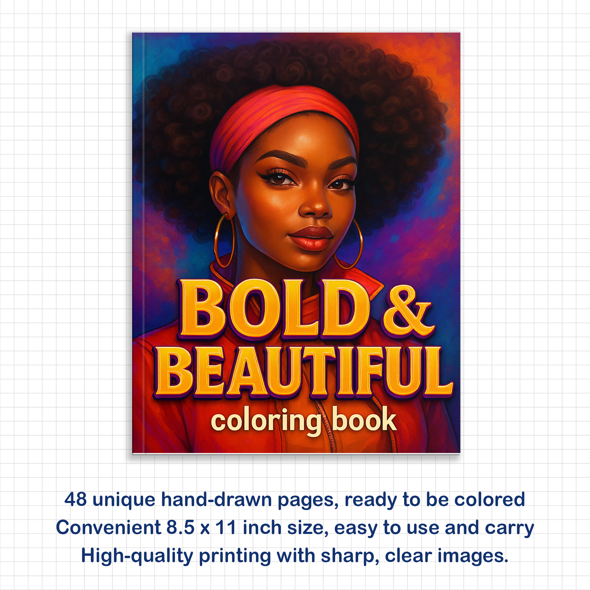 Bold & Beautiful Coloring Pages – 48 Stunning Black Girl Designs for Kids – Afro Hair, Headwraps & Big Style