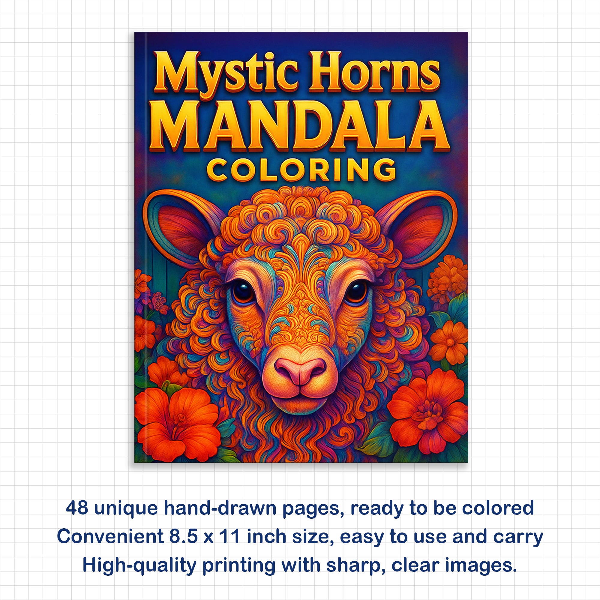 Mystic Horns Mandala Coloring Pages – 48 Intricate Animal Designs for Adults