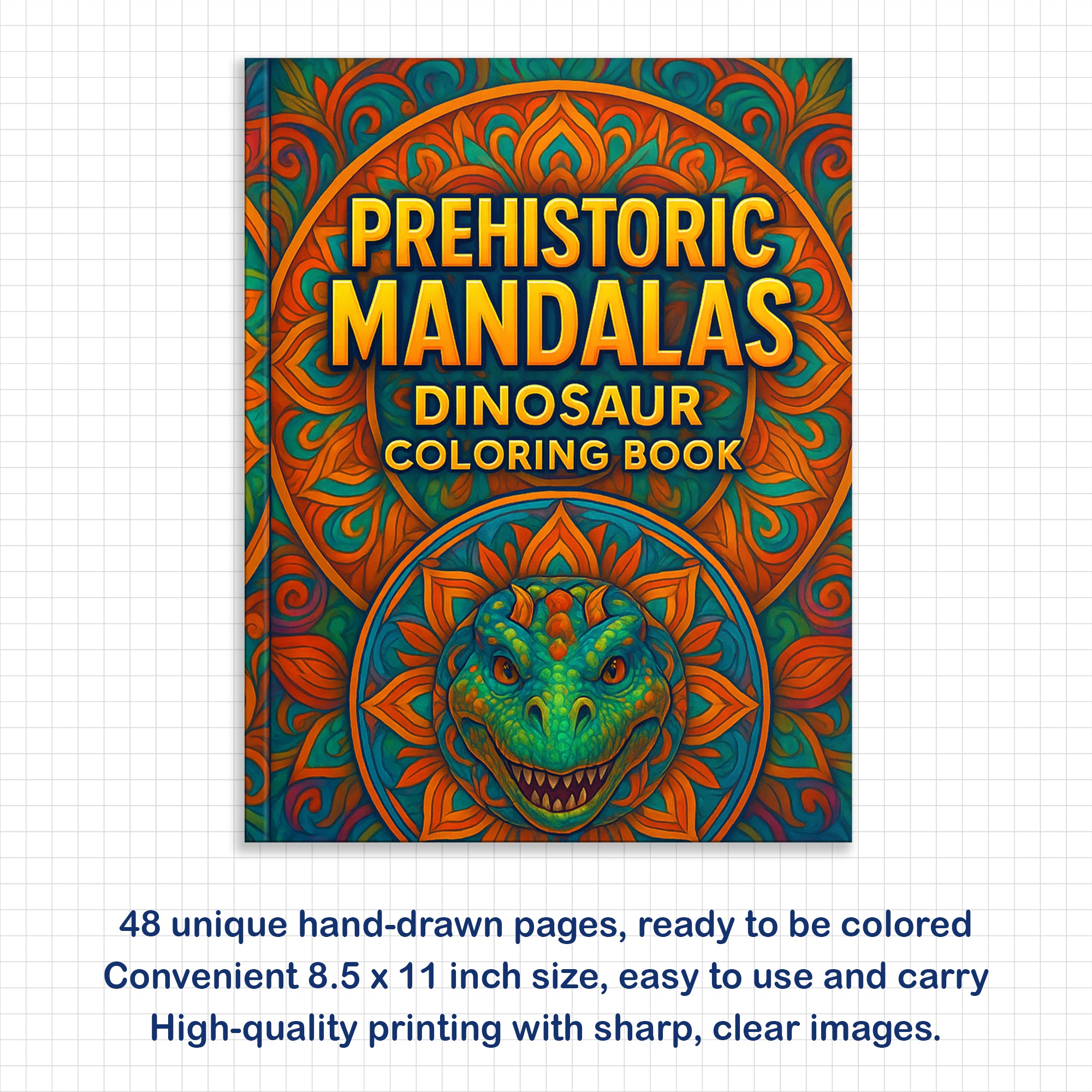 Prehistoric Mandalas Coloring Pages – 48 Intricate Dinosaur Designs for Adults