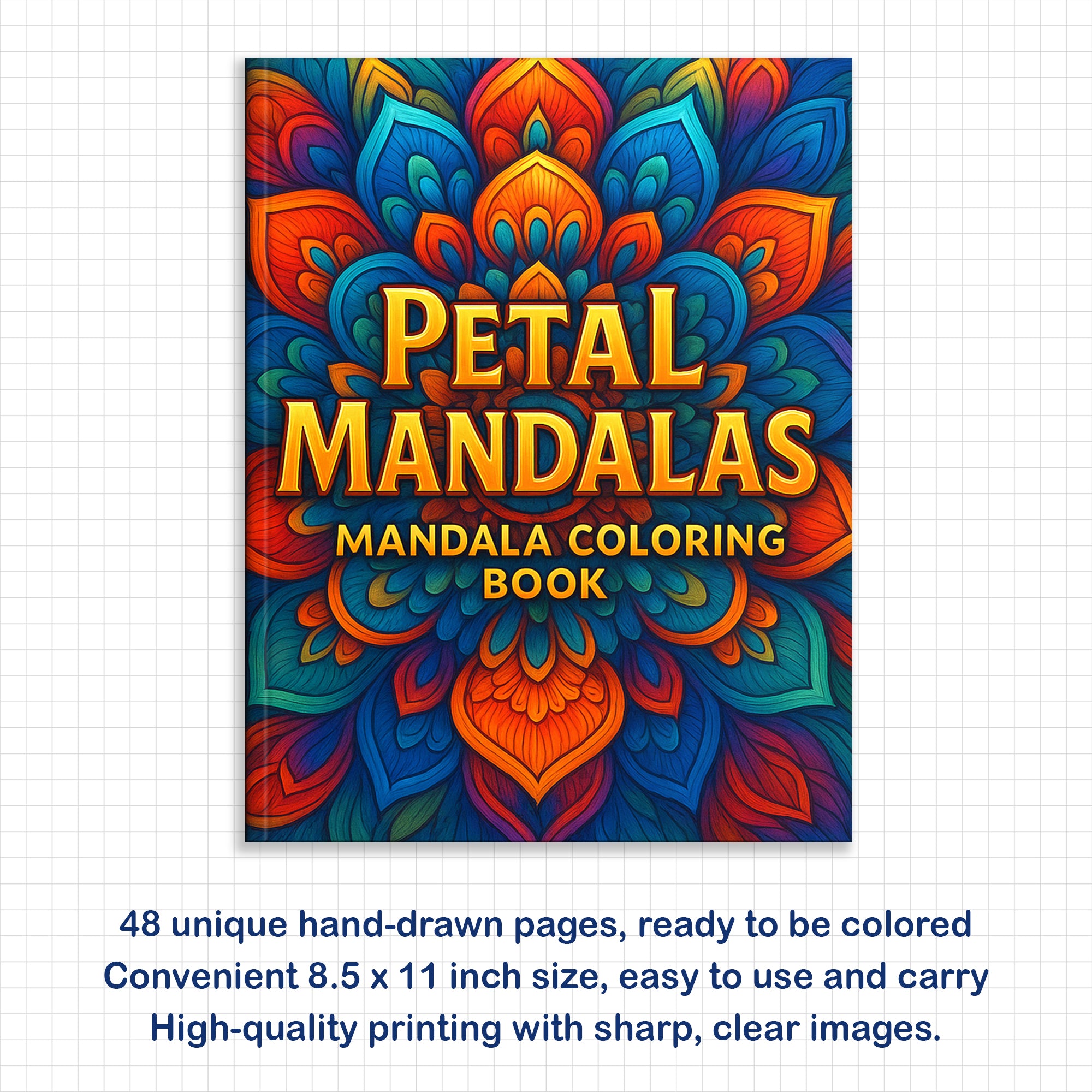 Petal Mandalas – Mandala Coloring Pages – 48 Pages – Intricate, Symmetrical, Nature-Inspired – For Adults