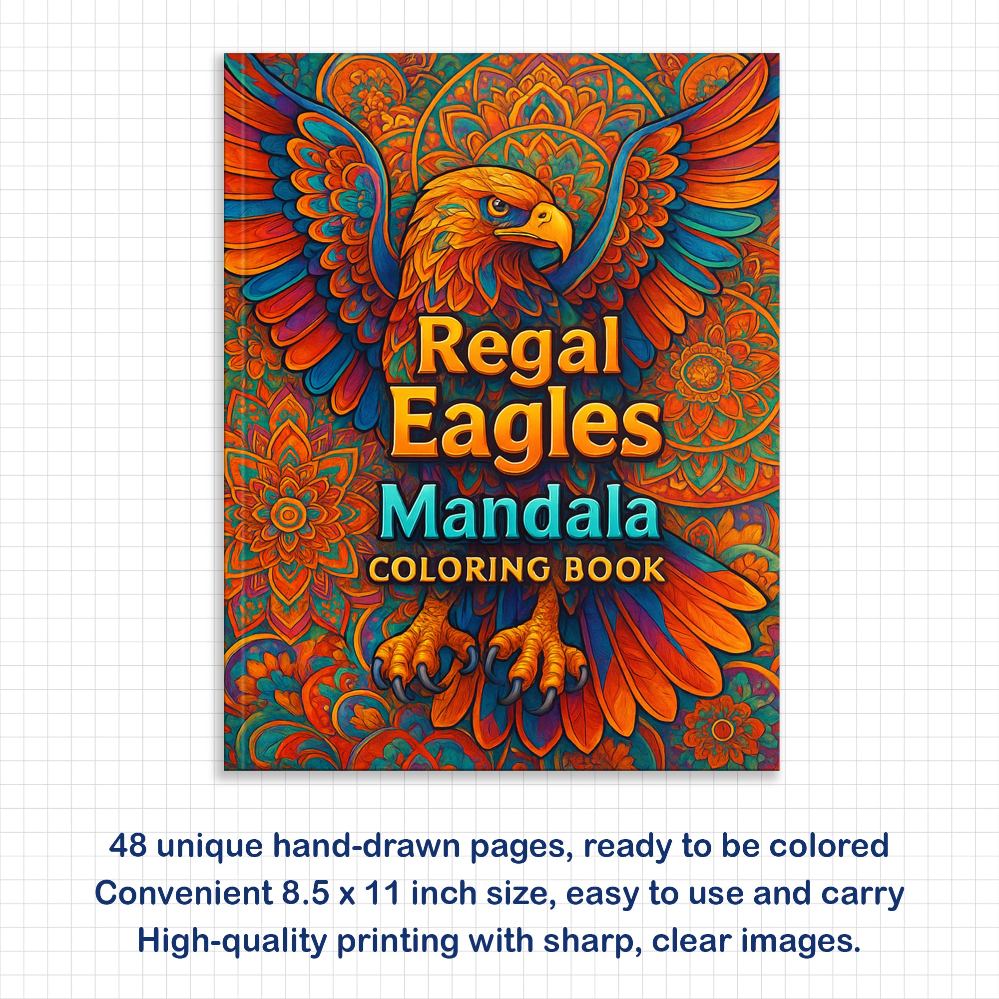 Regal Eagles Mandala Coloring Pages – 60 Bold Line Art Designs for Adults