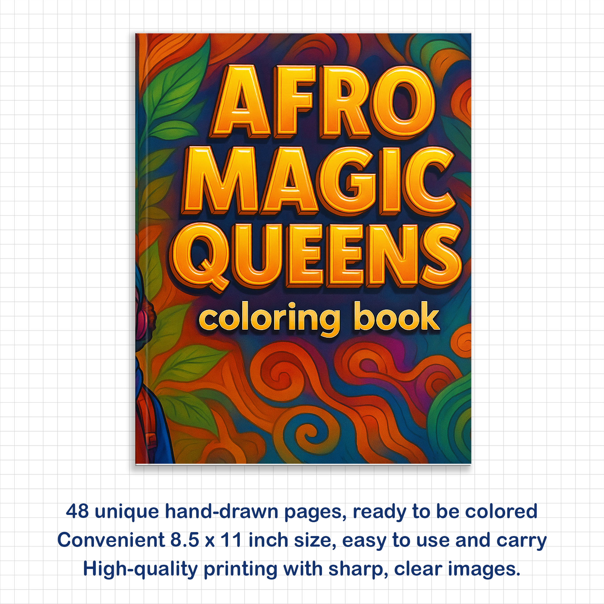 Afro Magic Queens – Black Girls Coloring Pages – 48 Pages – Empowering, Stylish, Natural Hair Looks – For Kids