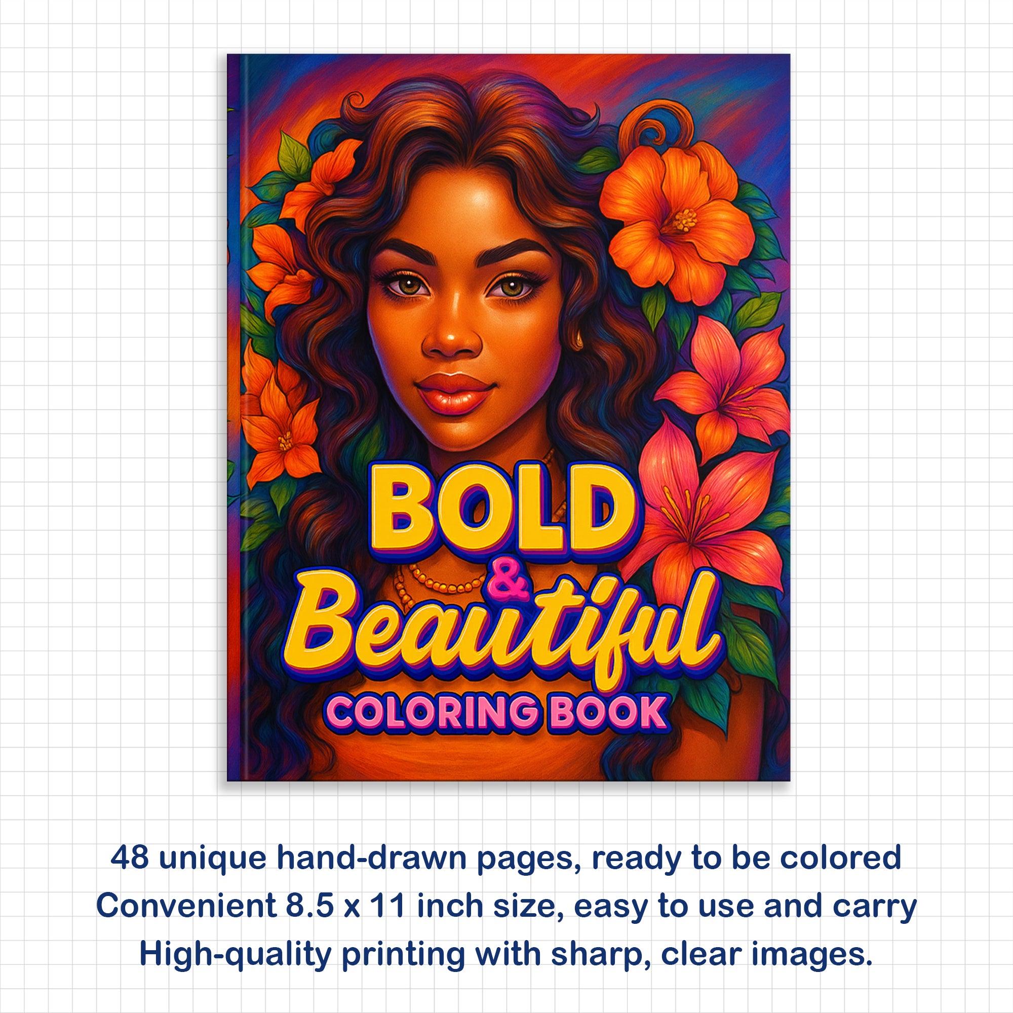 Bold & Beautiful Coloring Pages – 48 Confident Black Girl Portraits for Adults