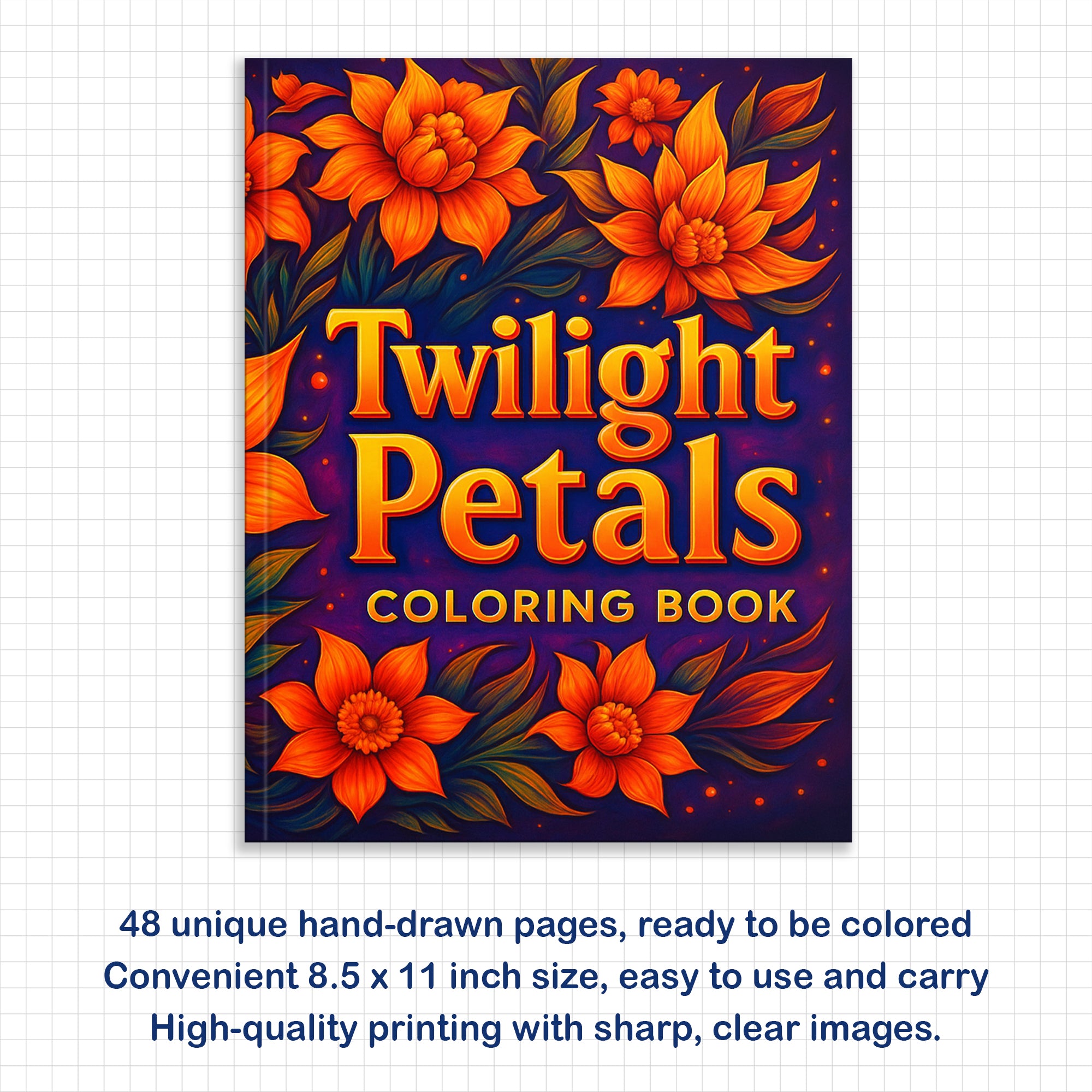 Twilight Petals Coloring Pages – 48 Elegant Night Flowers for Adults
