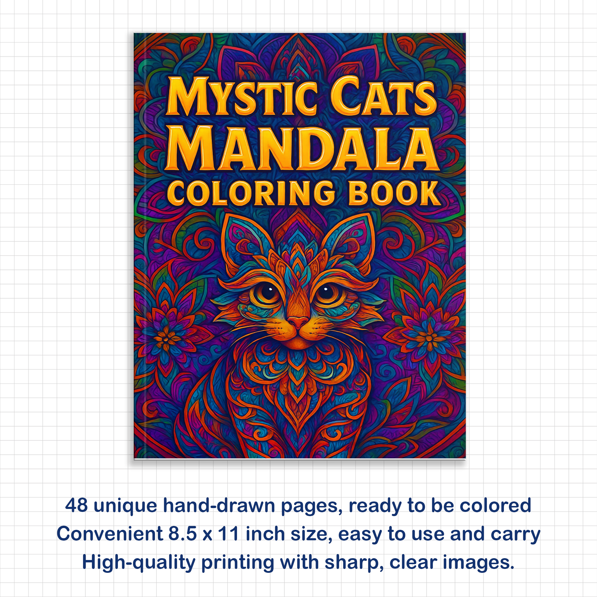 Mystic Cats Mandala Coloring Pages – 48 Intricate Designs for Adults