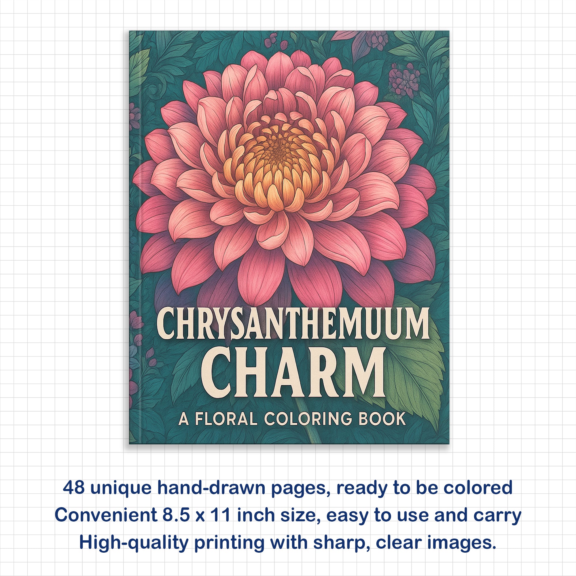 Chrysanthemum Charm Coloring Pages – 48 Pages – Beautiful Flower Art, Intricate Petals – For Adults