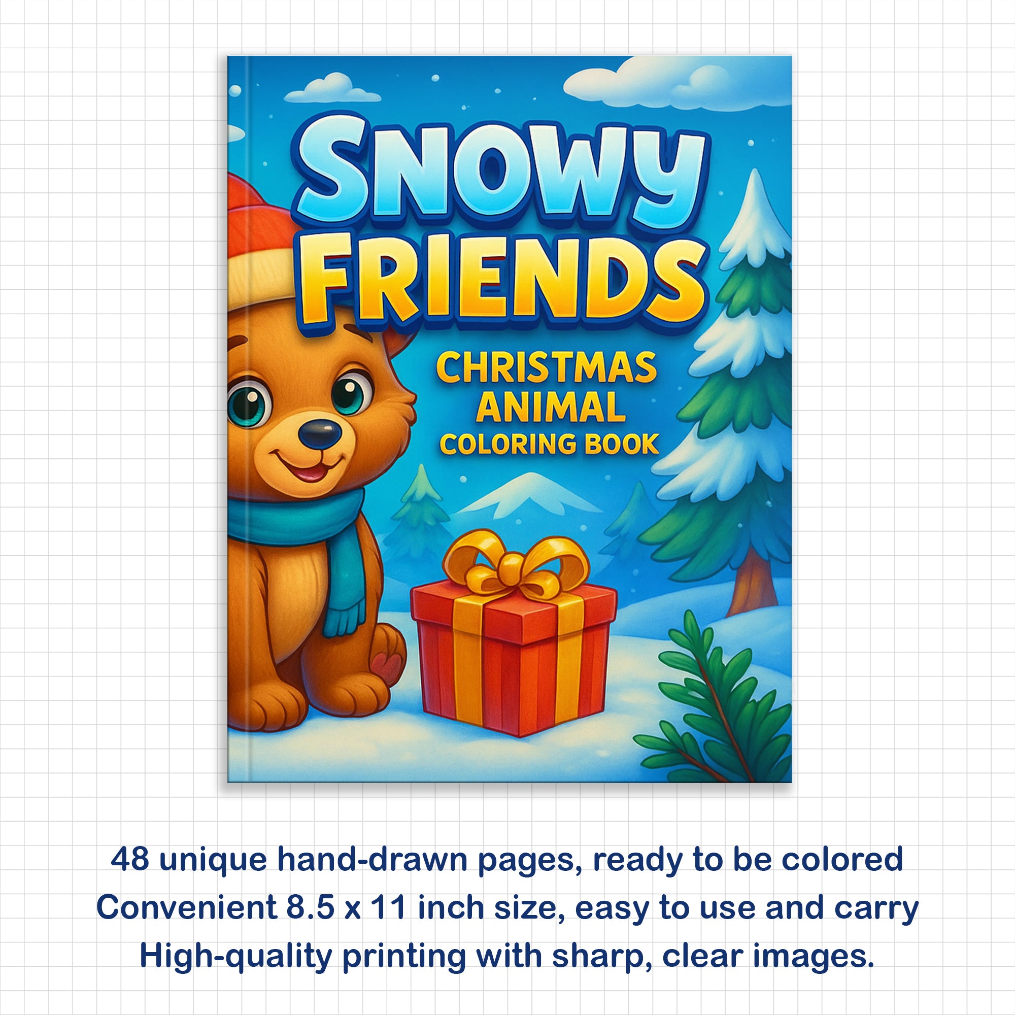 Snowy Friends Coloring Pages – 48 Pages – Cute Winter Animals – For Kids