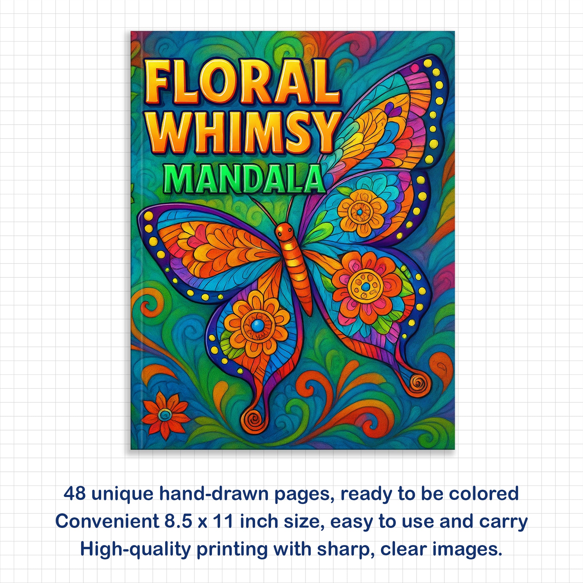 Floral Whimsy Mandala Coloring Pages – 48 Intricate Designs for Adults