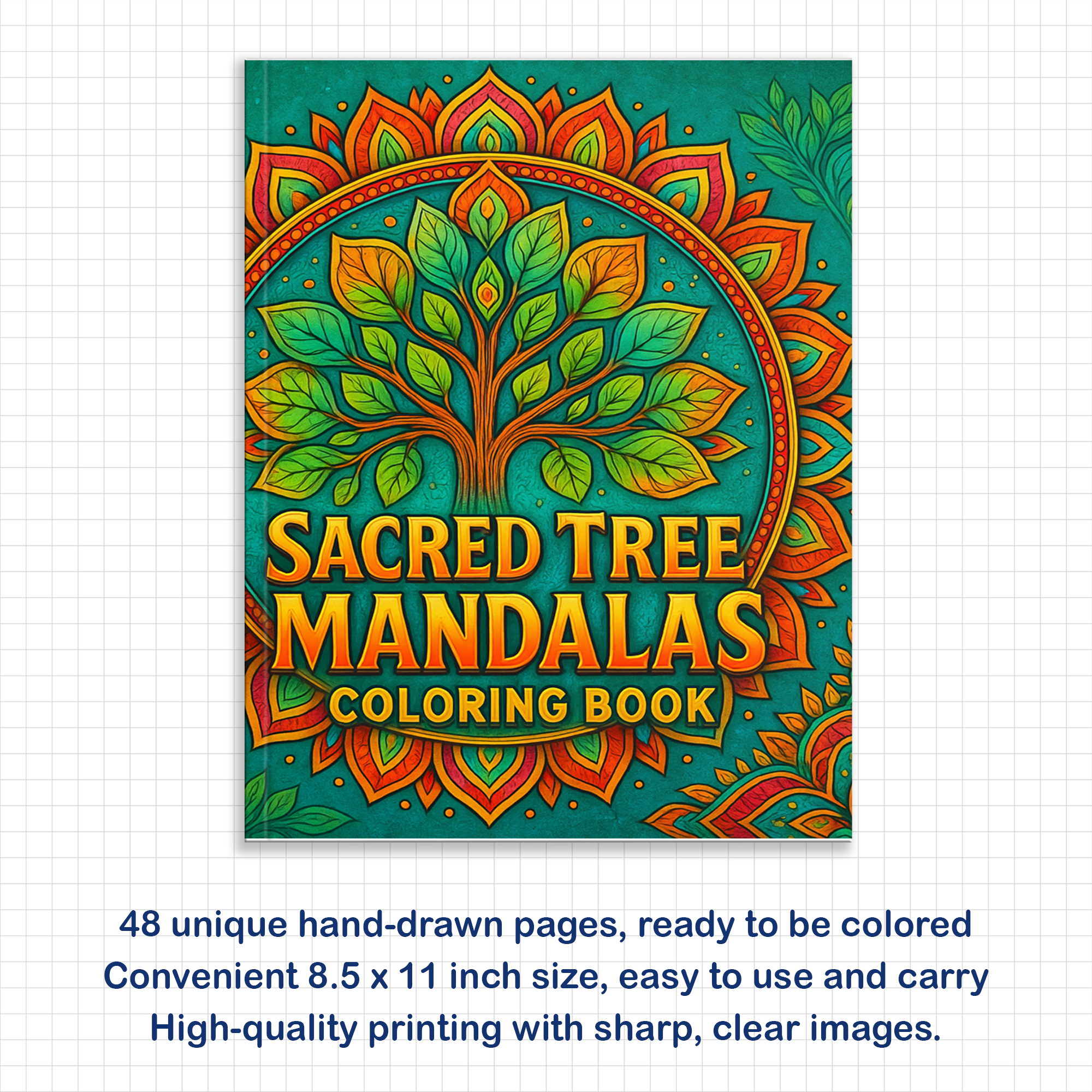 Sacred Tree Mandalas – Mandala Coloring Pages – 48 Pages – Symbolic, Spiritual, Botanical Designs – For Adults