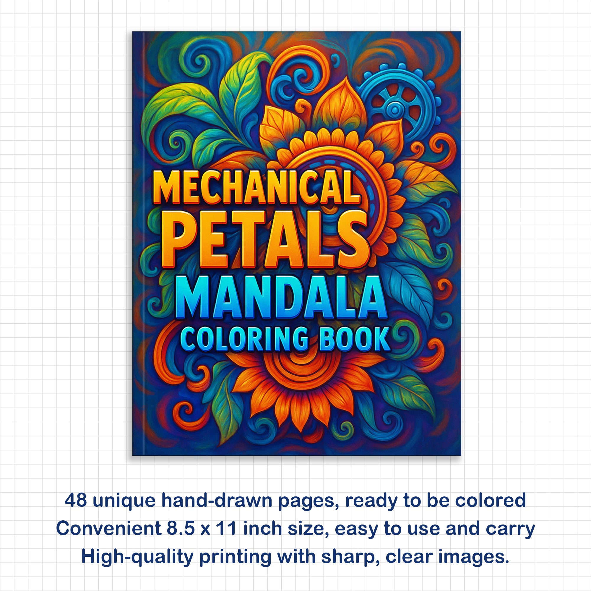 Mechanical Petals Mandala Coloring Pages – 48 Intricate Steampunk Flower Illustrations for Adults