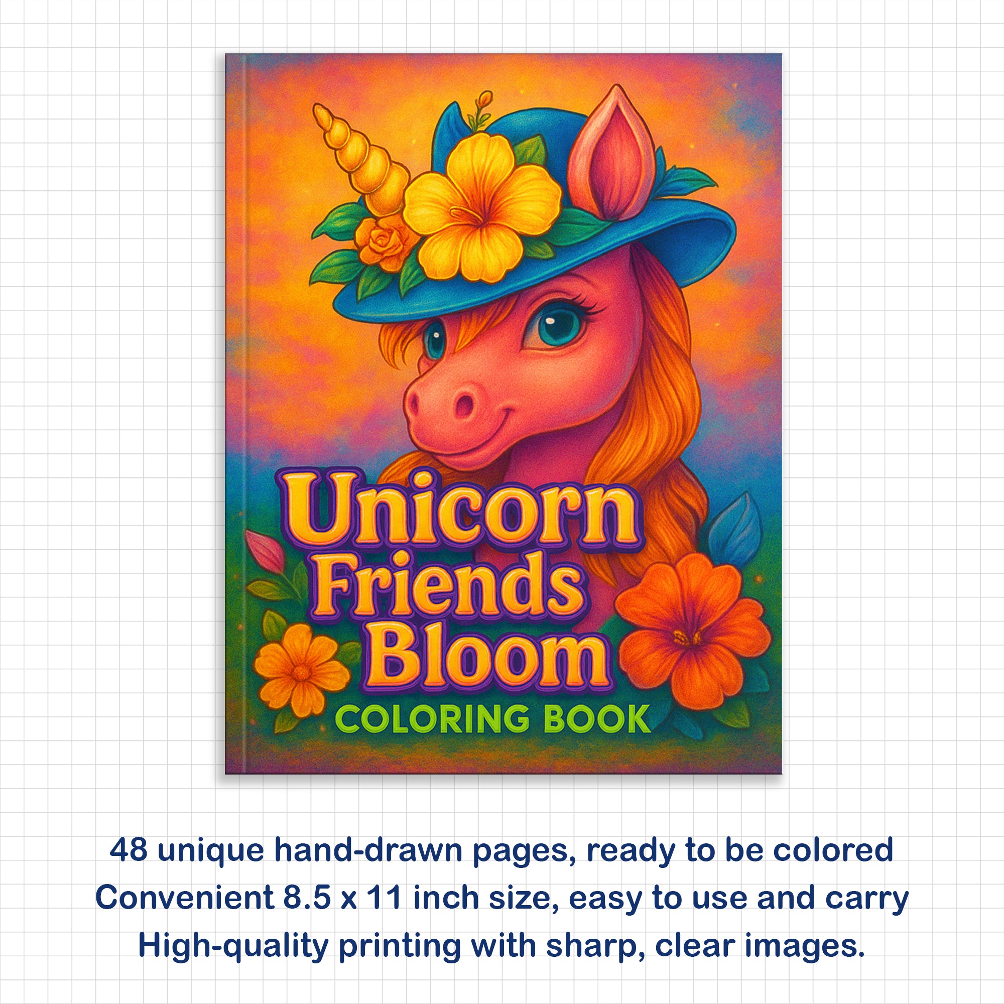 Unicorn Friends in Bloom Coloring Pages – 48 Playful and Kid-Friendly Illustrations