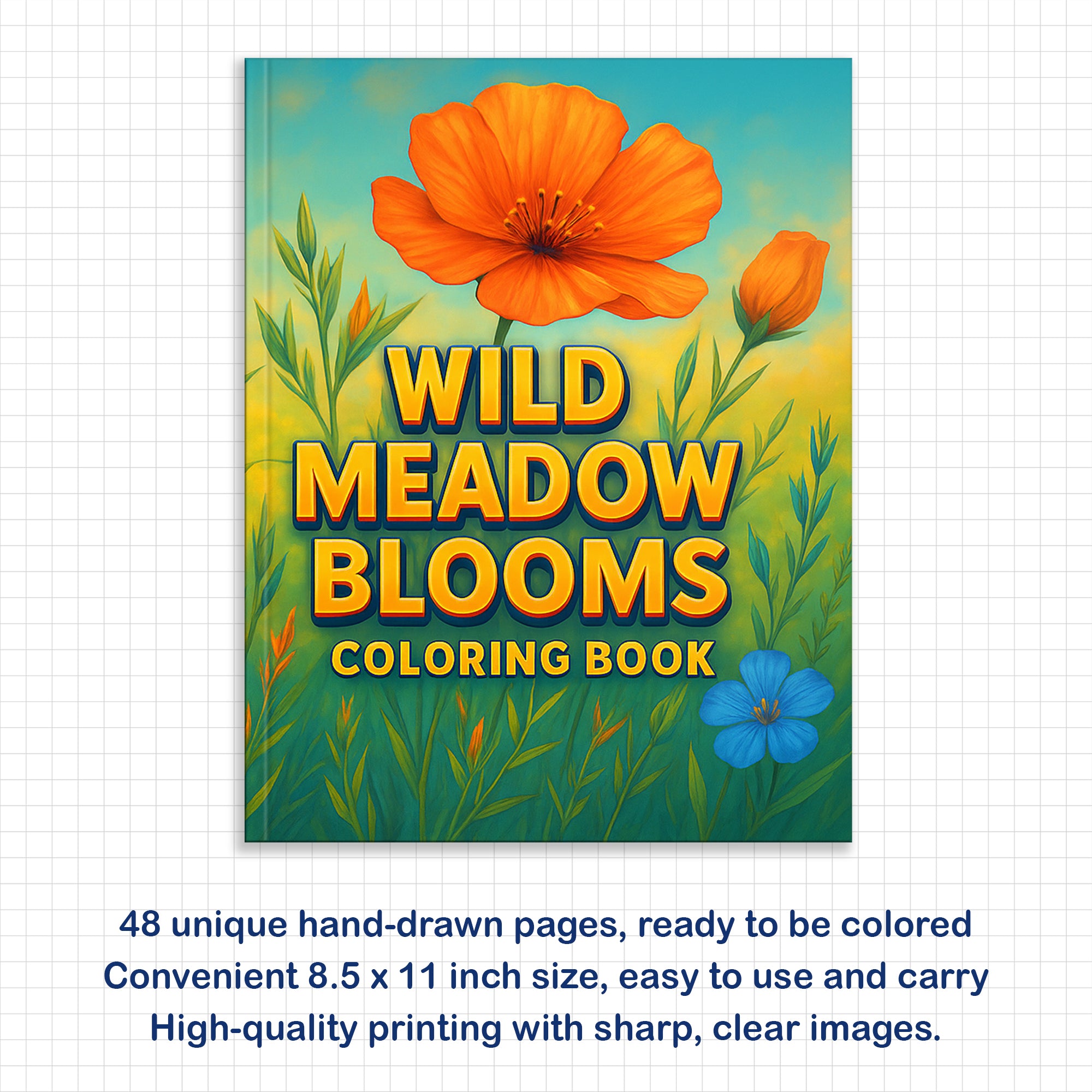 Wild Meadow Blooms Coloring Pages – 48 Elegant Floral Designs for Adults