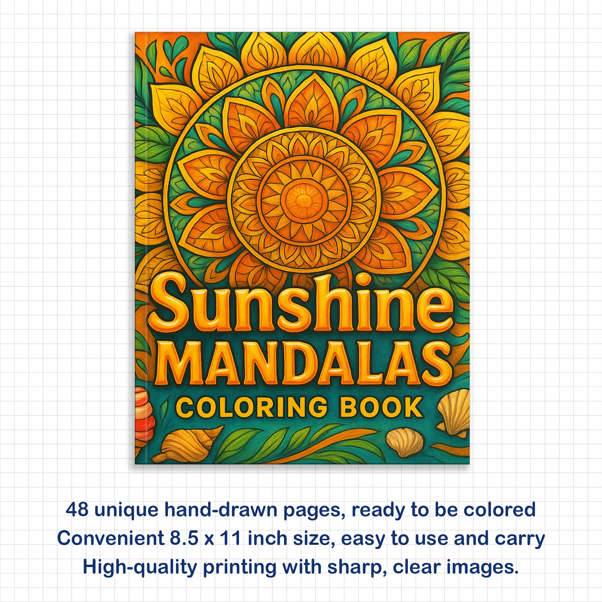 Sunshine Mandalas Coloring Pages – 48 Pages – Radiant Patterns, Relaxing Summer Vibes, Bold Designs – For Adults