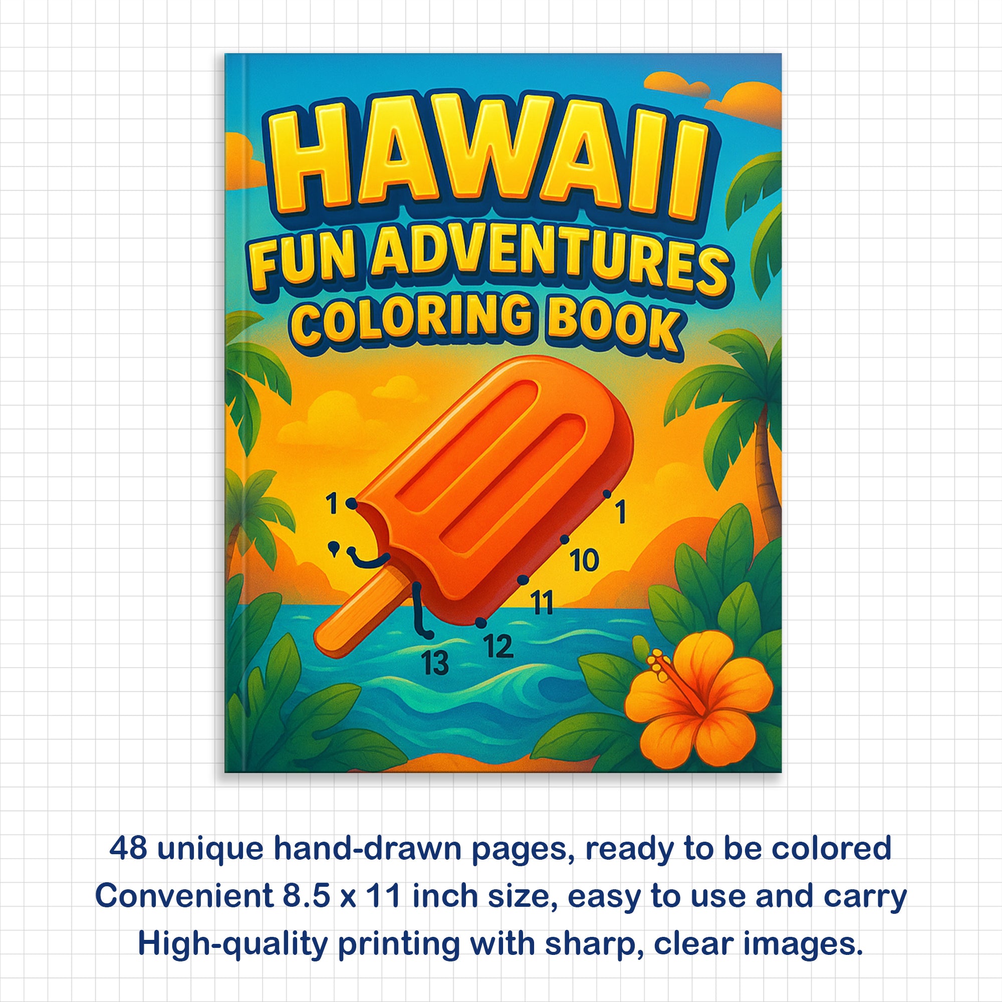 Hawaii Fun Adventures Coloring Pages – 48 Tropical Island Scenes for Kids