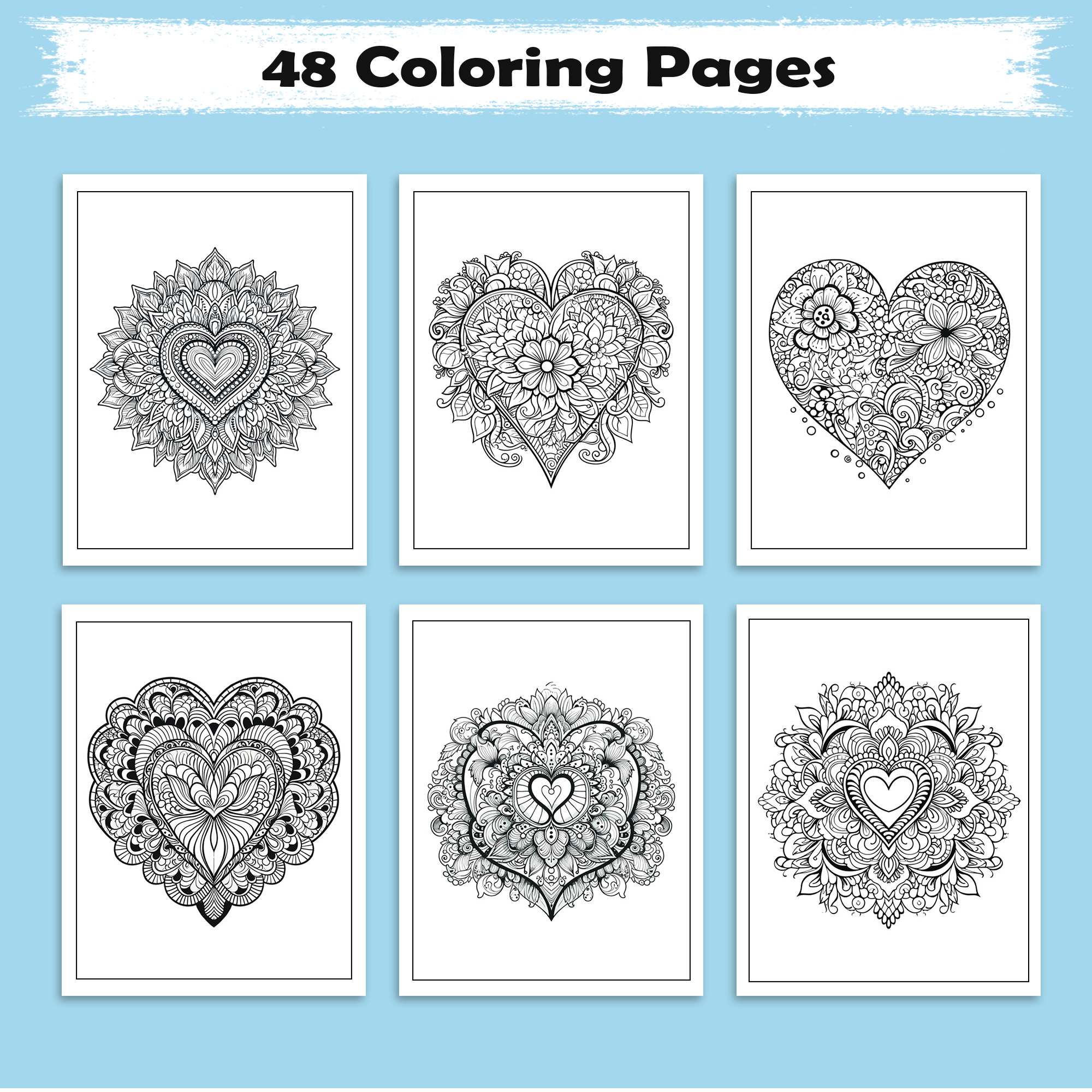 Heart Mandala Coloring Pages – 48 Intricate Love-Themed Designs for Adults