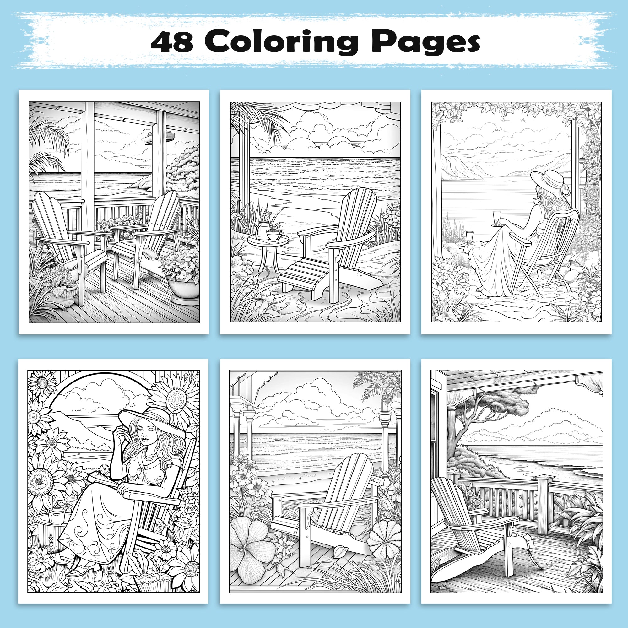 Aloha Breeze – Hawaii Beach Coloring Pages – 48 Tropical Relaxation Designs for Adults
