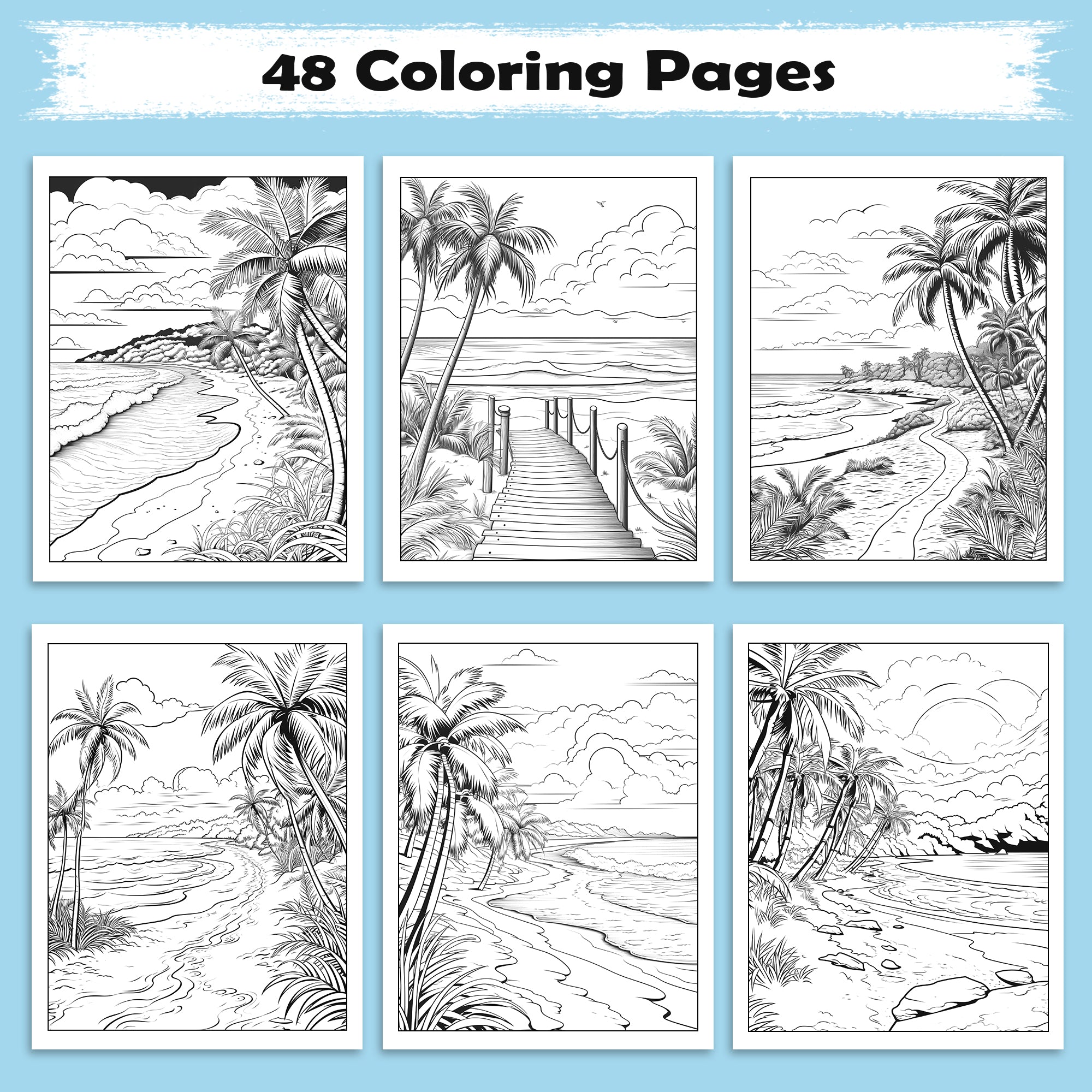 Sunshine Paradise Coloring Pages – 48 Fun and Easy Hawaii-Themed Coloring Sheets for Kids