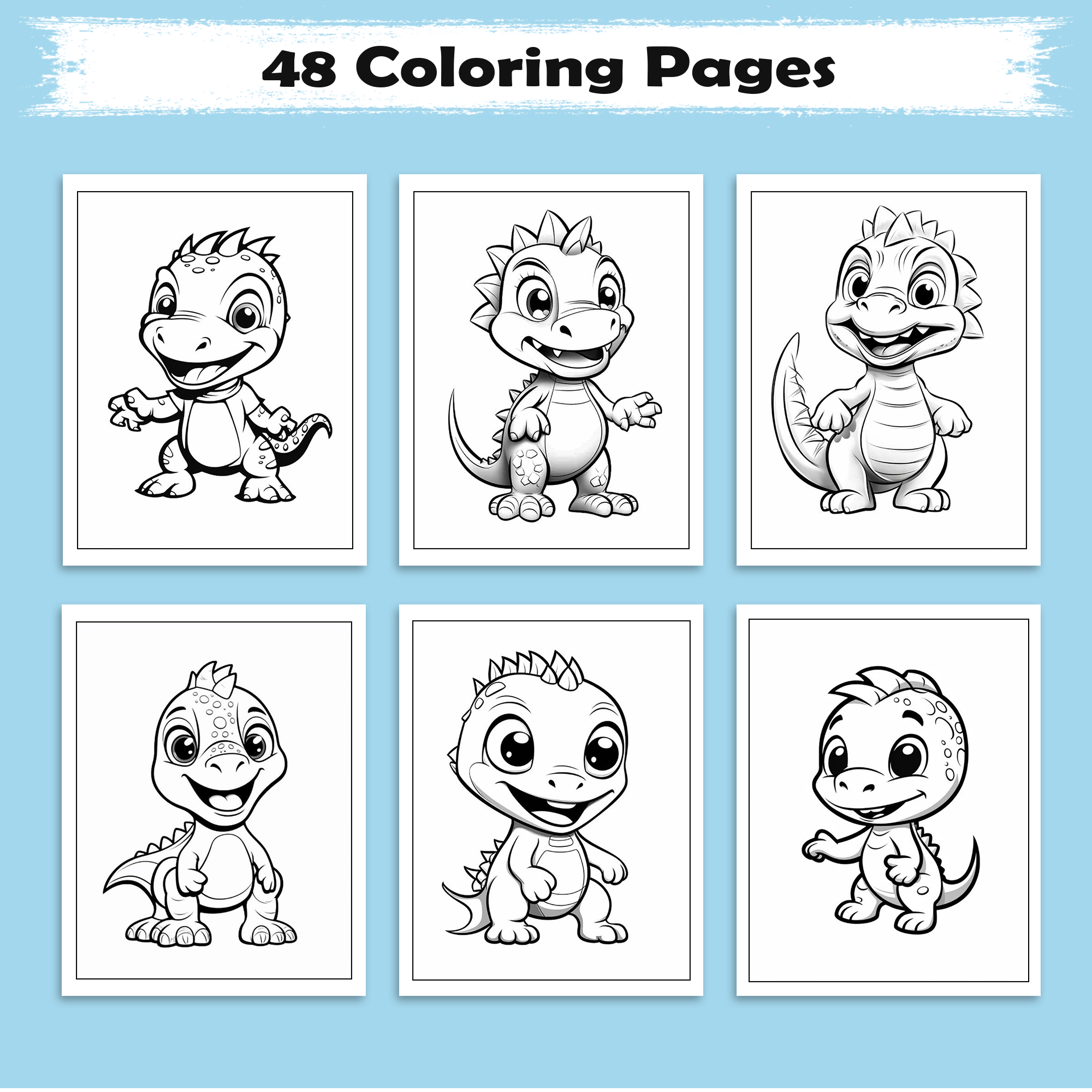 Happy Little Dinosaurs – Dinosaur Coloring Pages – 48 Pages – Adorable, Fun-Loving, Beginner-Friendly – For Kids