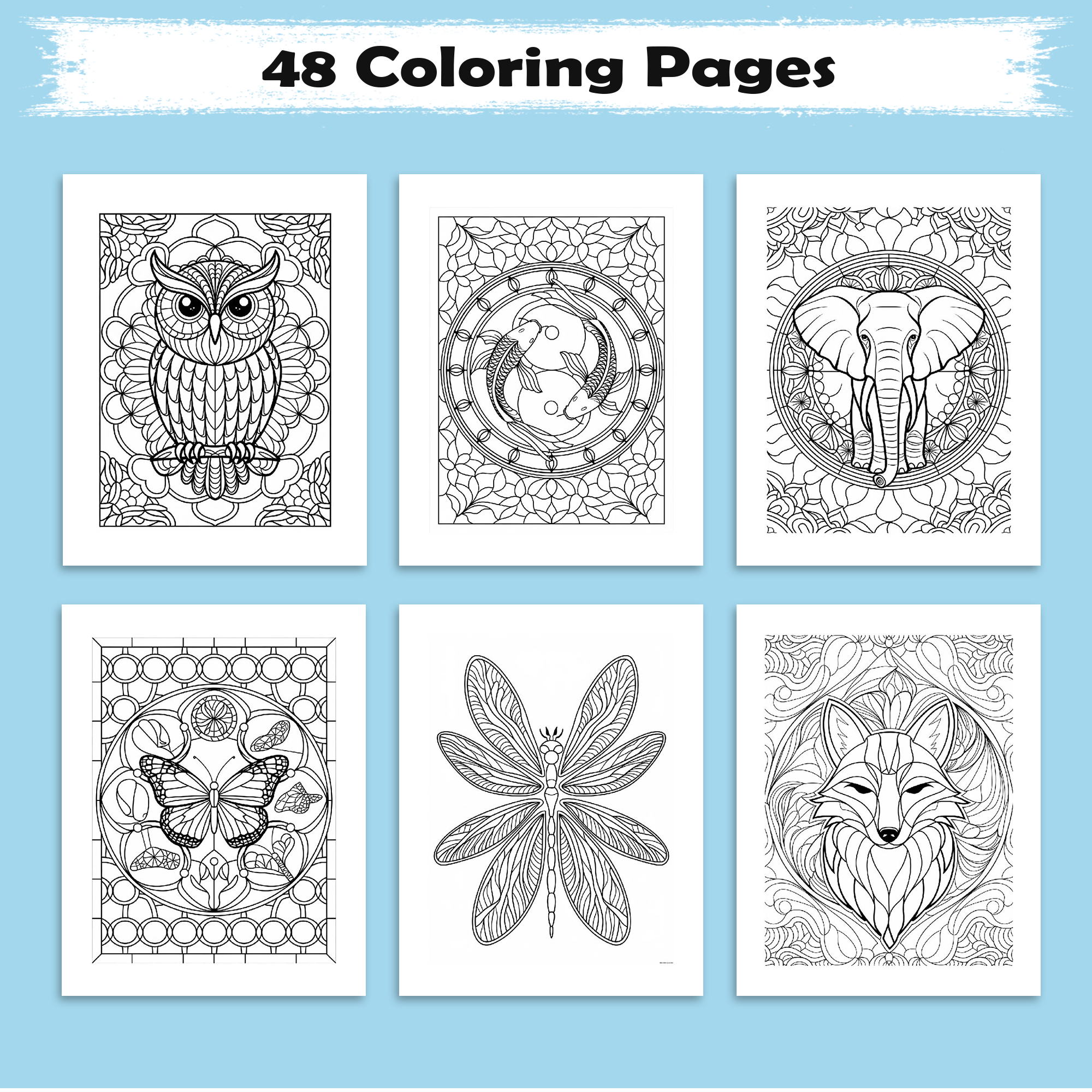 Wings & Whirls Mandala Coloring Pages – 48 Intricate Designs for Adults
