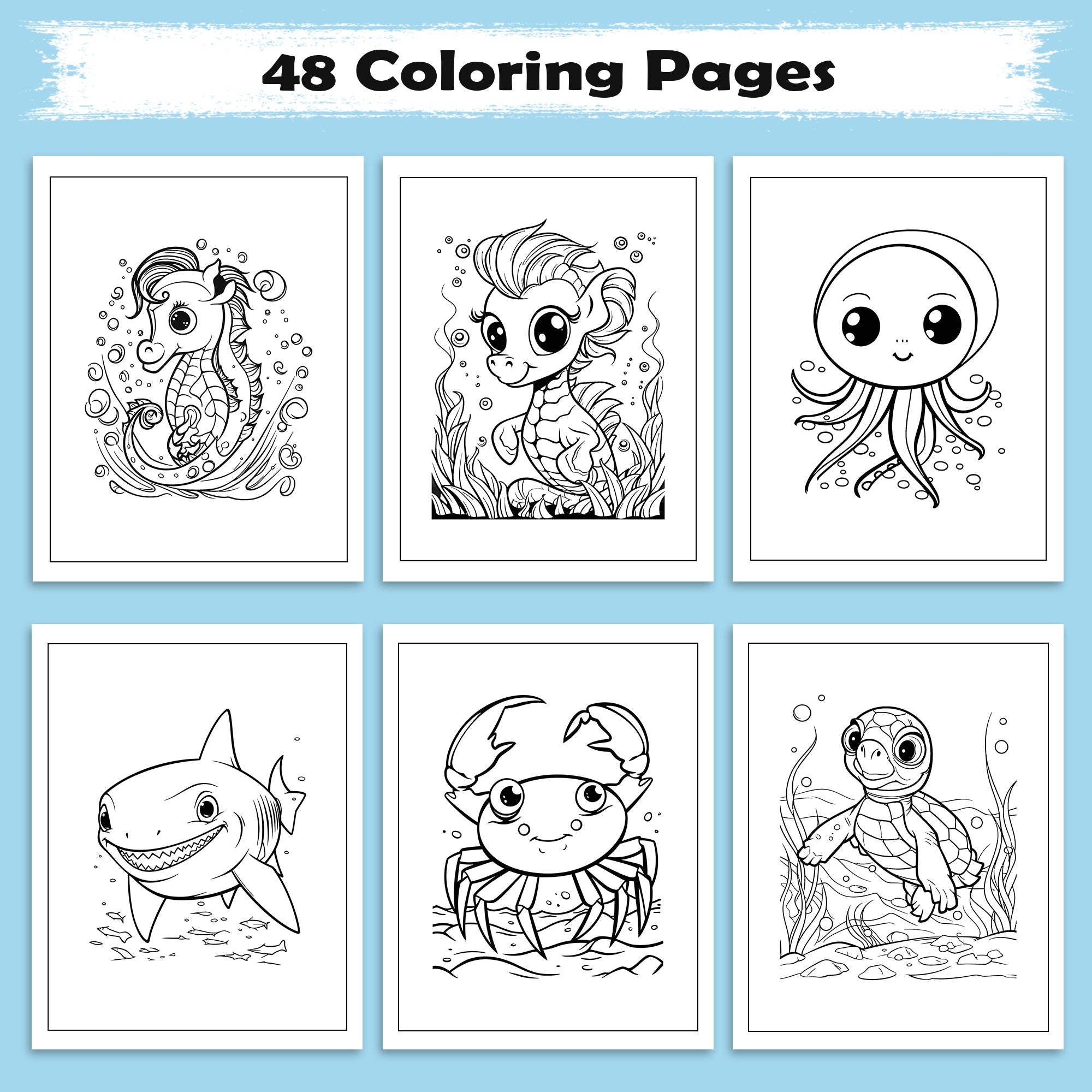Ocean Friends of Hawaii Coloring Pages – 48 Fun Sea Life Designs for Kids