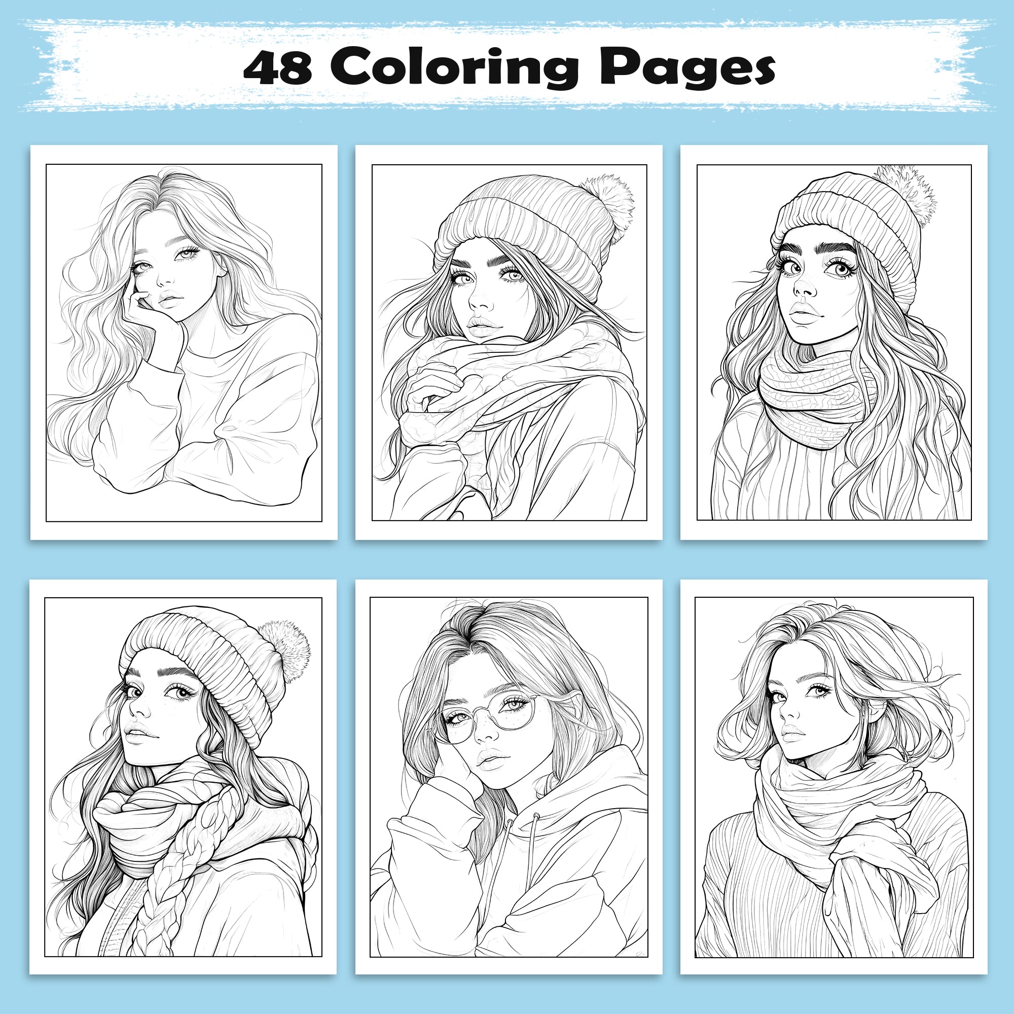 Cozy Charm Coloring Pages – 48 Relaxing Portrait Designs for Adults