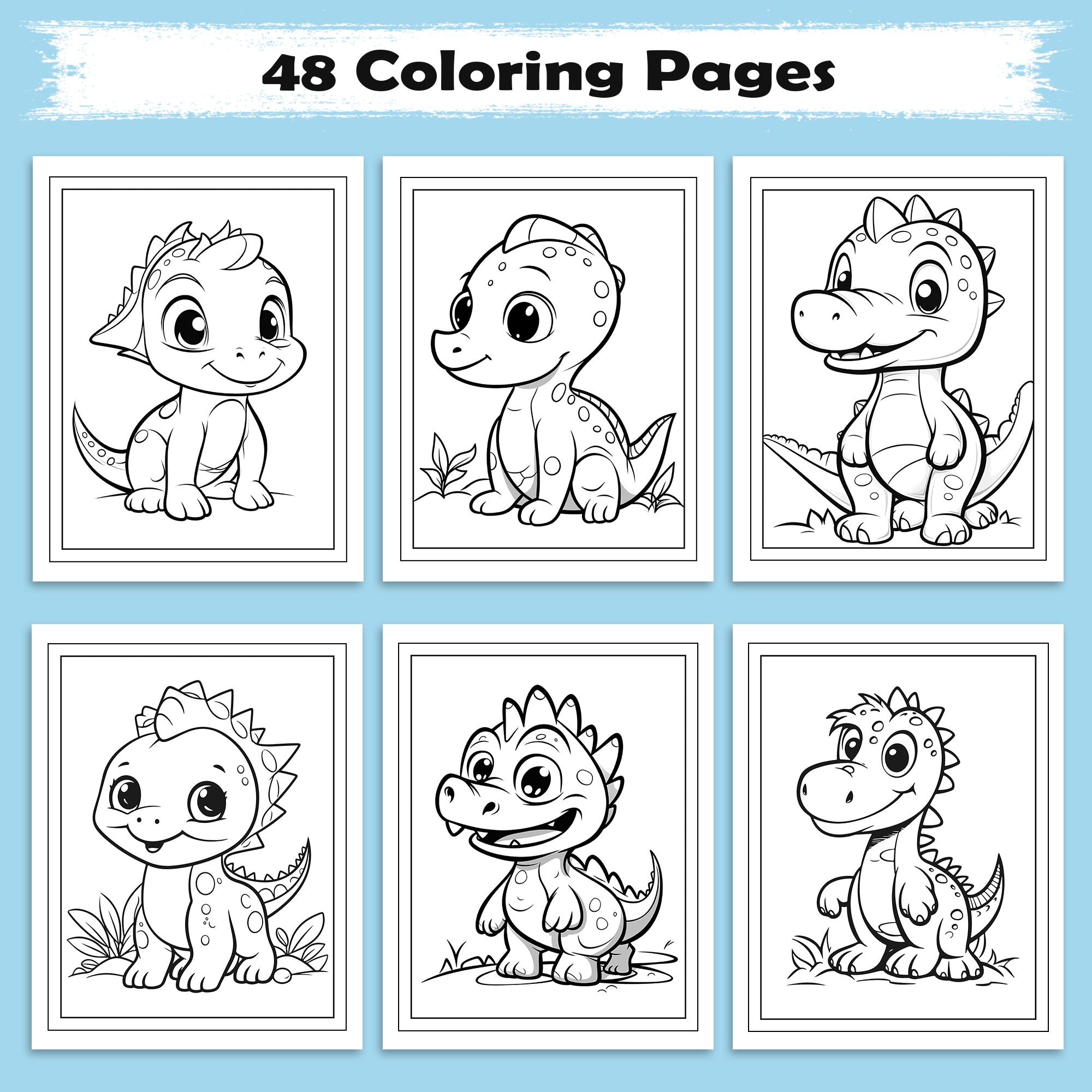 Tiny Dino Friends – Cute Dinosaur Coloring Pages – 48 Pages – Adorable Jurassic Creatures – For Kids