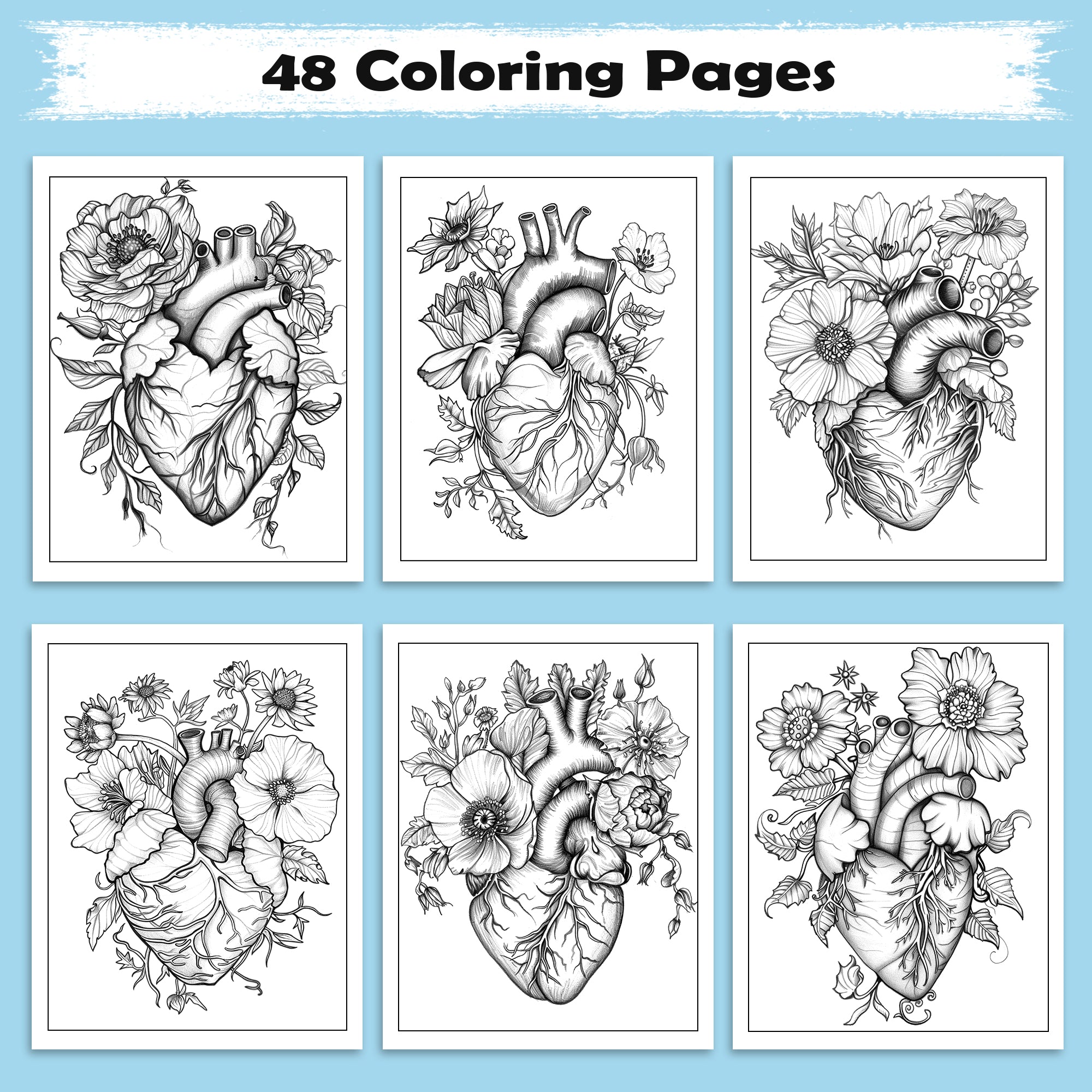 Heart & Bloom Coloring Pages – 60 Floral Anatomy Designs for Adults