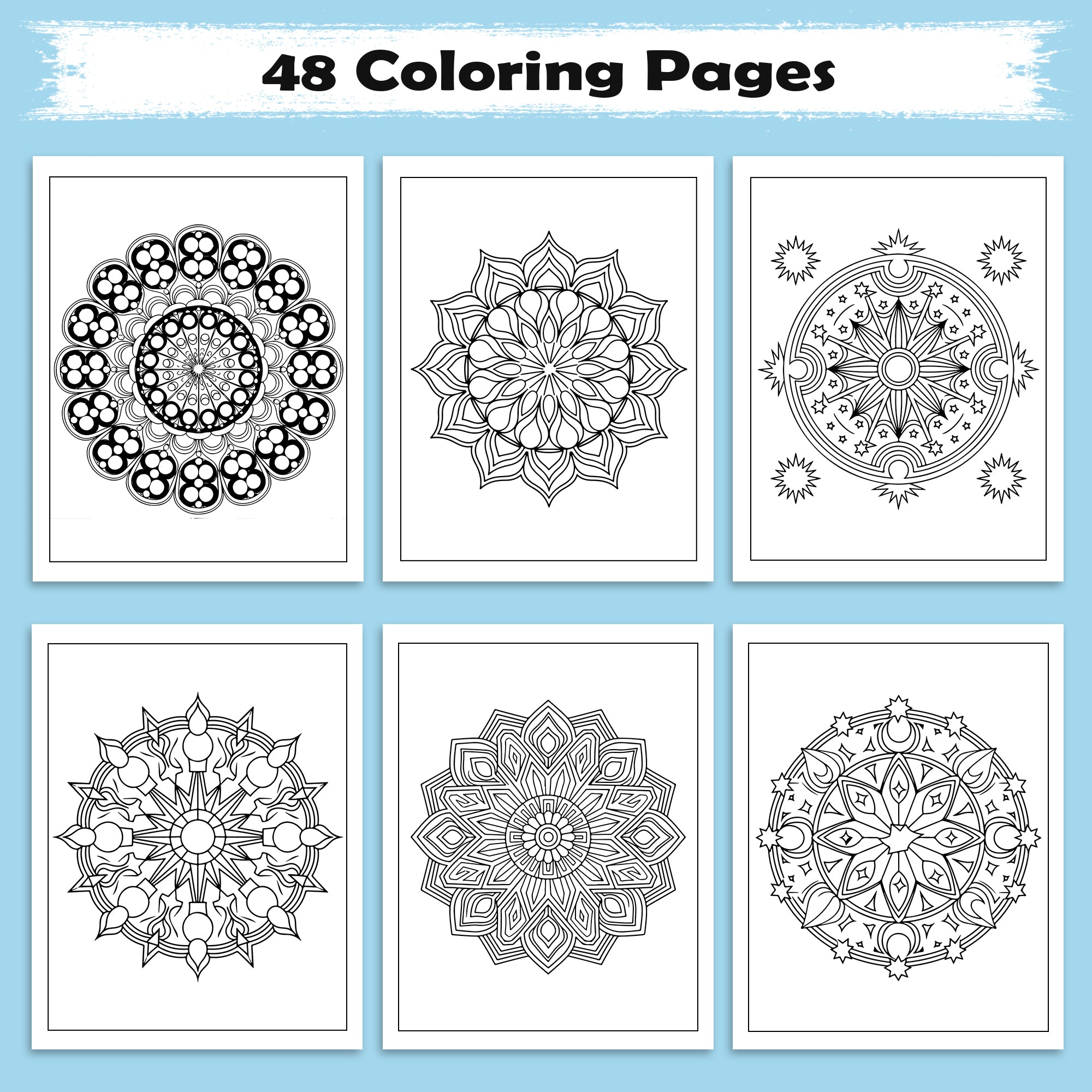 Elegant Mandala Bloom Coloring Pages – 48 Relaxing Floral Circle Patterns for Adults