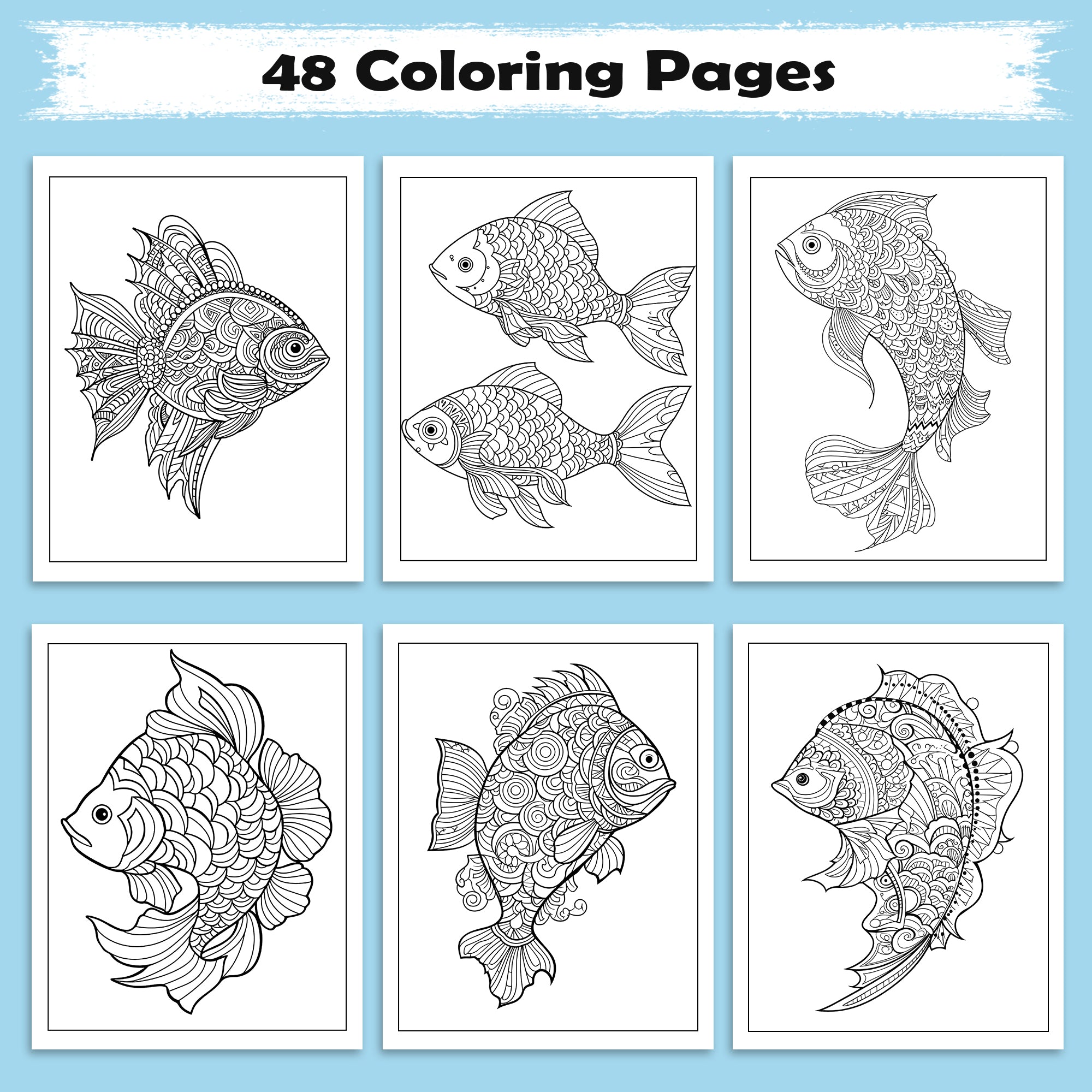Mystic Koi Coloring Pages – 48 Intricate Fish Mandala Designs – For Adults