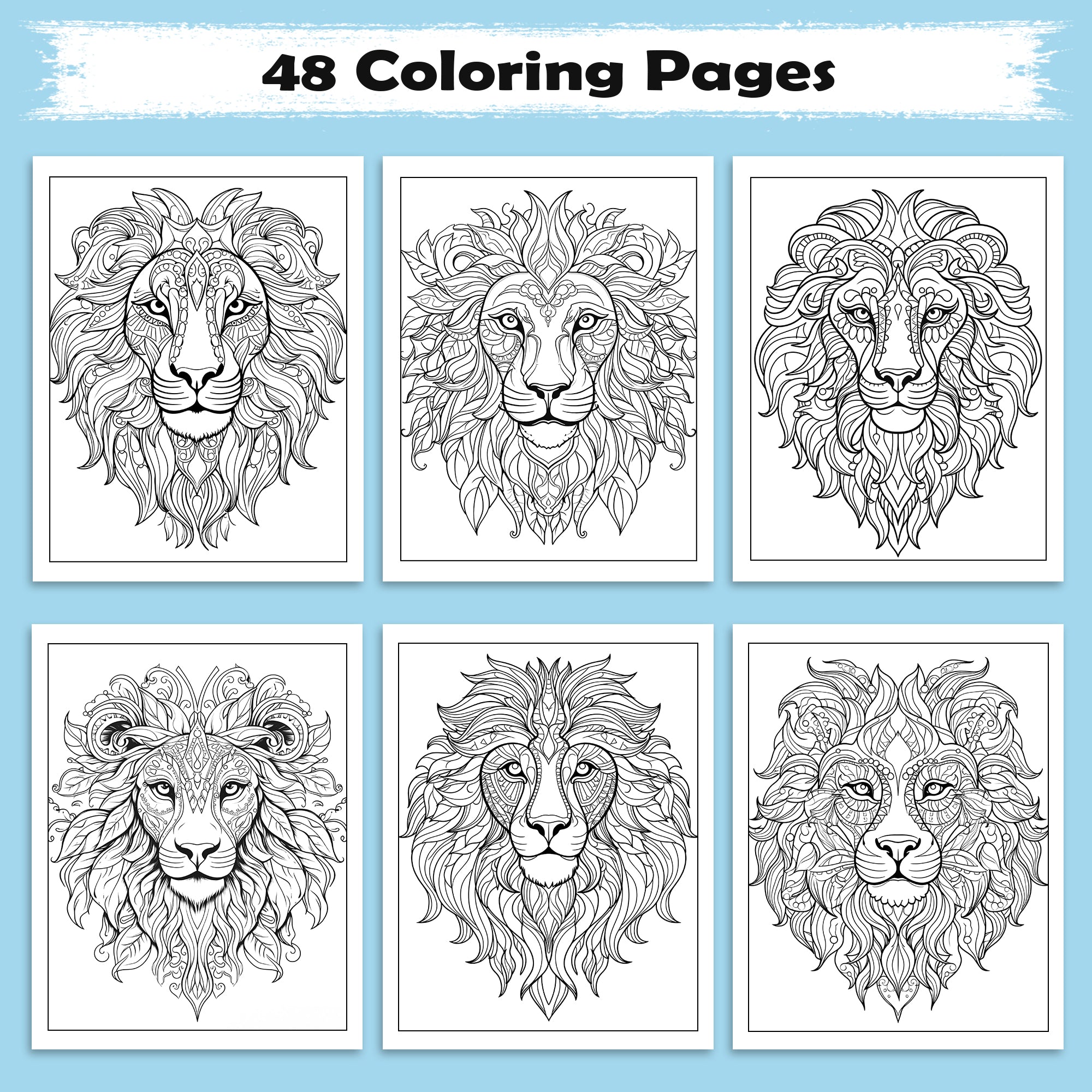 King of the Mandalas Coloring Pages – 48 Bold and Beautiful Lion Patterns for Adults