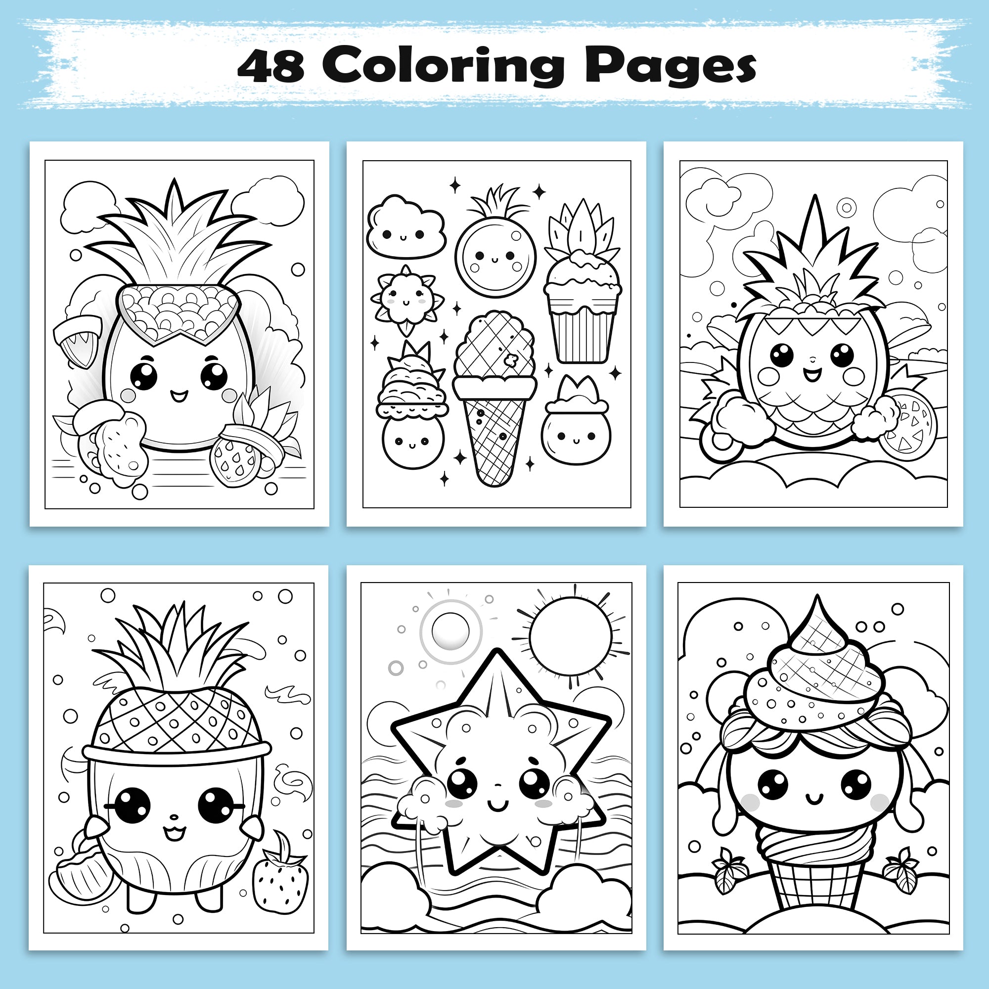 Pineapple Paradise Hawaii Coloring Pages – 48 Fun Summer Scenes for Kids