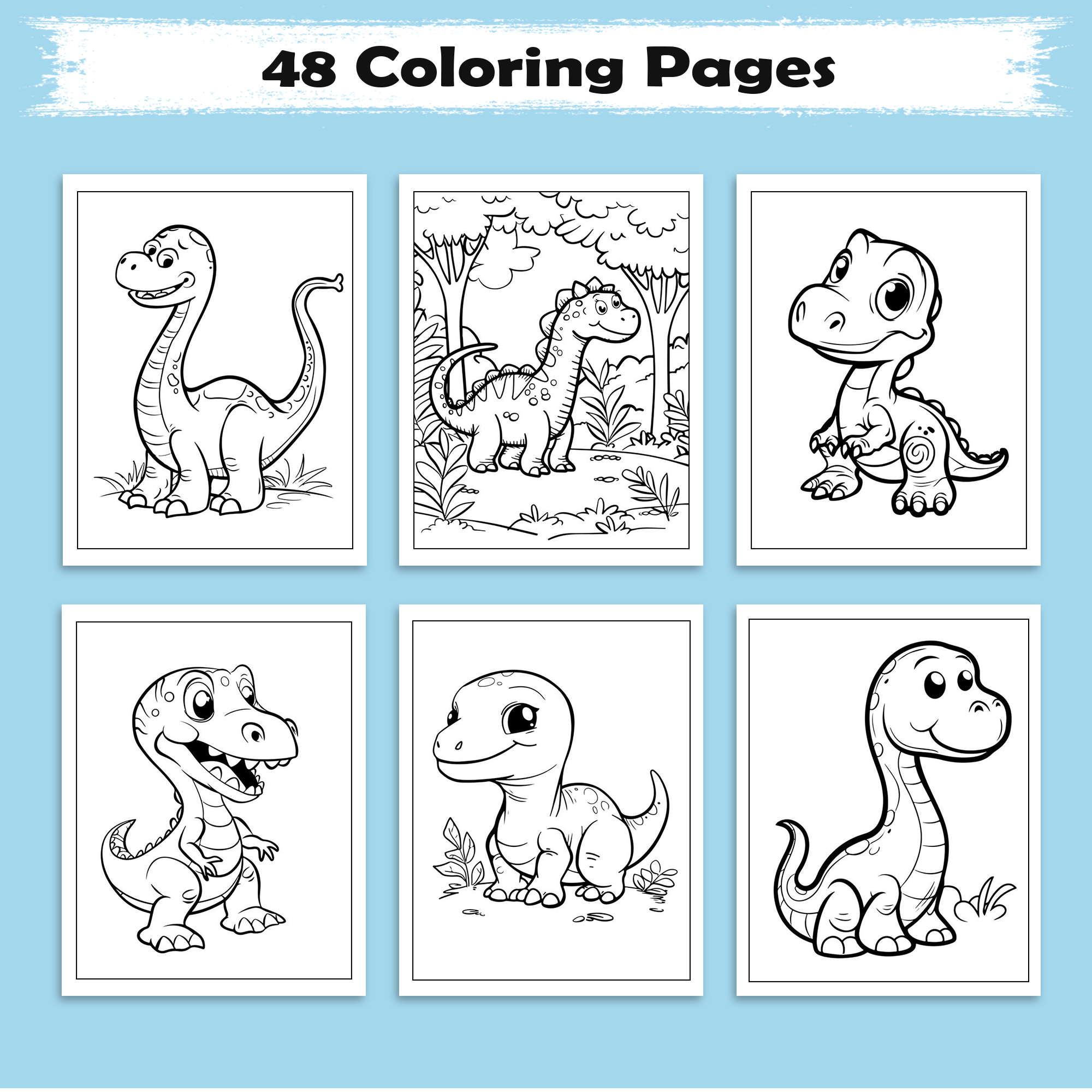 Cuddly Dinos Adventures – Dinosaur Coloring Pages – 48 Pages – Cute, Easy, Playful Fun – For Kids