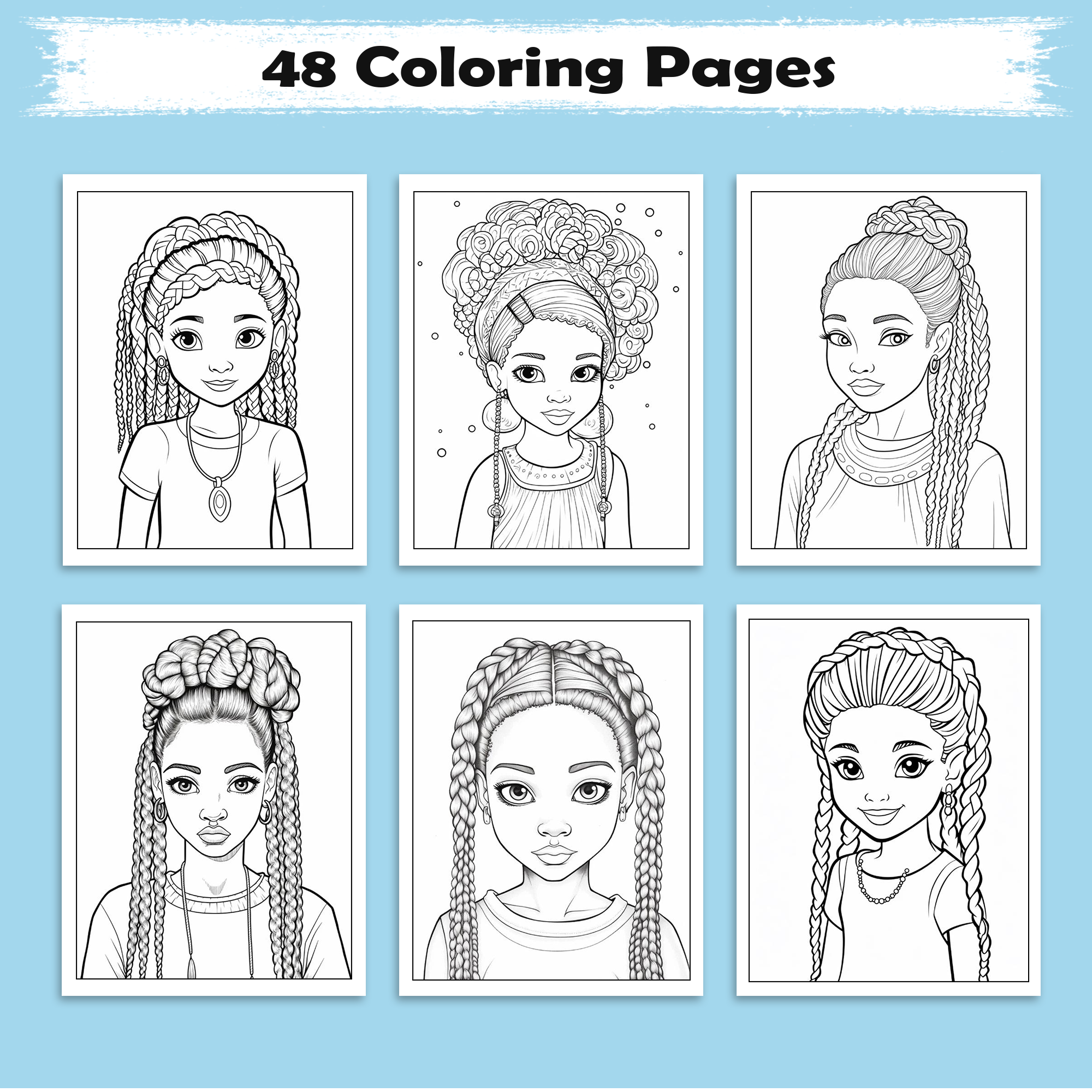 Radiant Queens – Black Girls Coloring Pages – 48 Pages – Bold, Beautiful, Empowering Portraits – For Adults