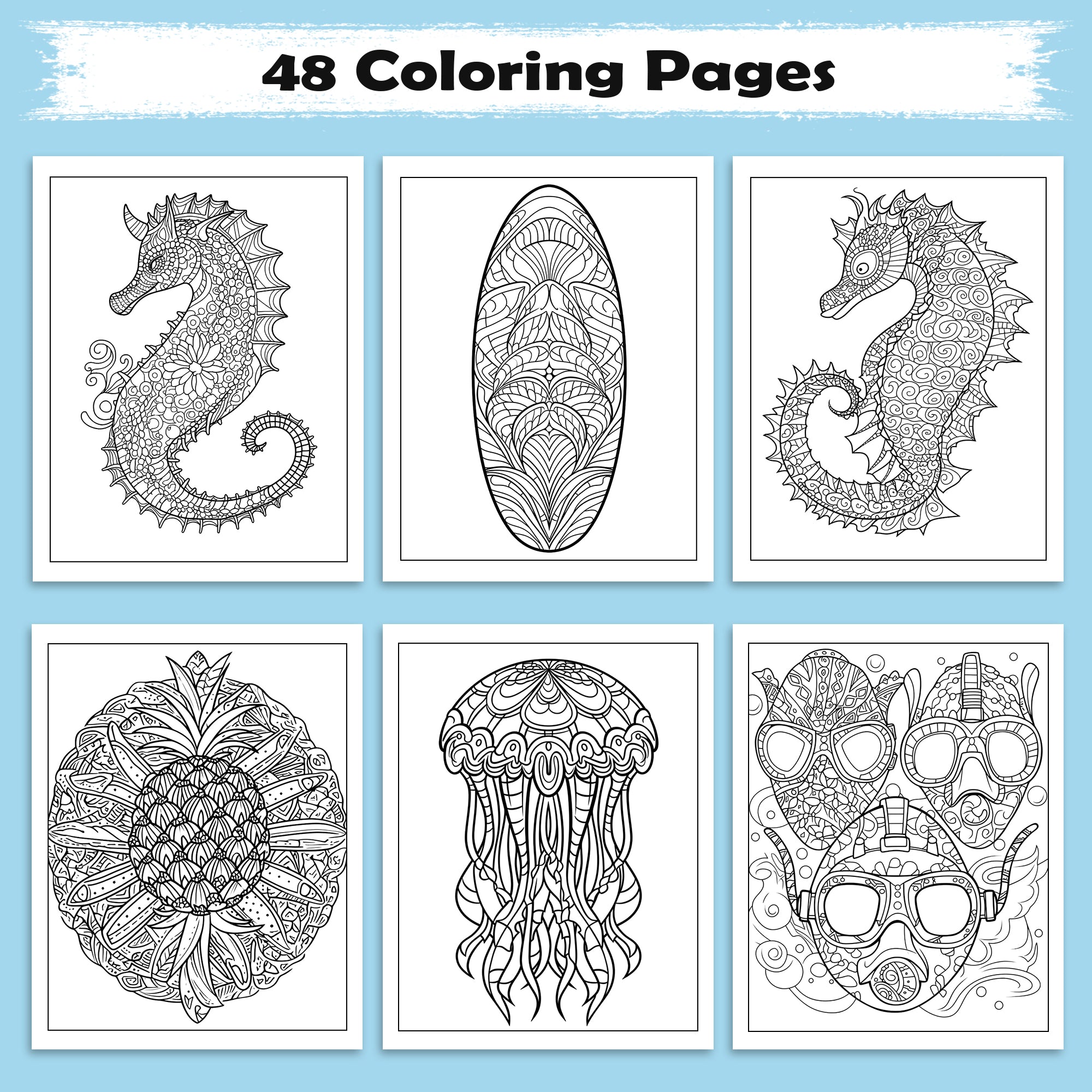 Endless Summer Mandalas Coloring Pages – 48 Relaxing Tropical Designs for Adults
