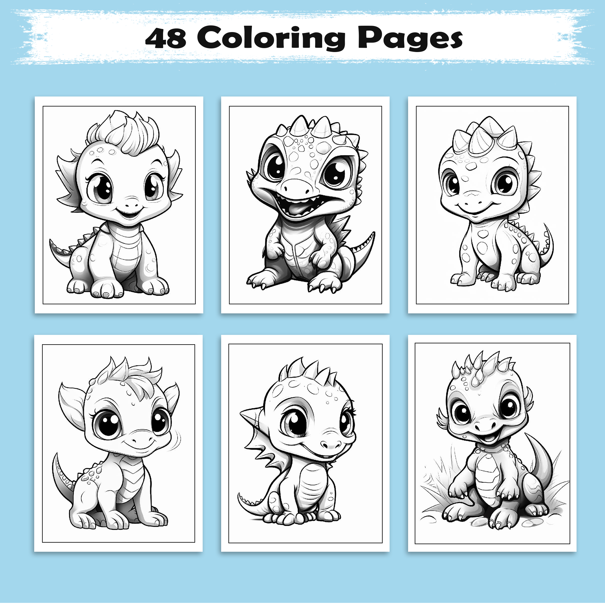 Jurassic Joy Coloring Pages – 48 Fun, Happy, Prehistoric Adventures – For Kids