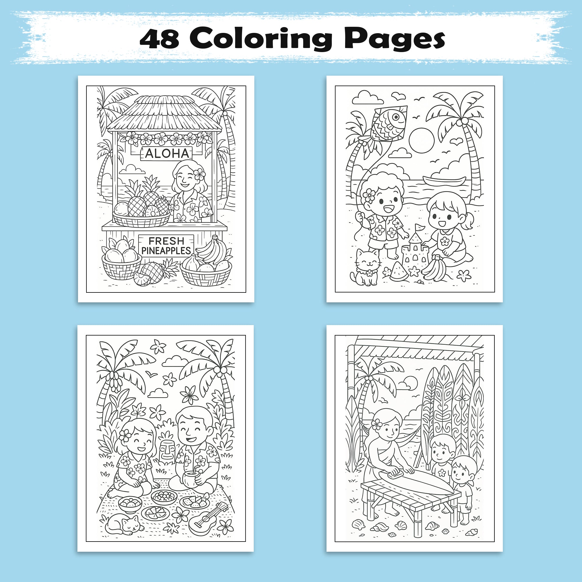 Everyday Hawaii – Hawaii Coloring Pages – 48 Pages – Island Life, Daily Moments, Local Fun – For Kids