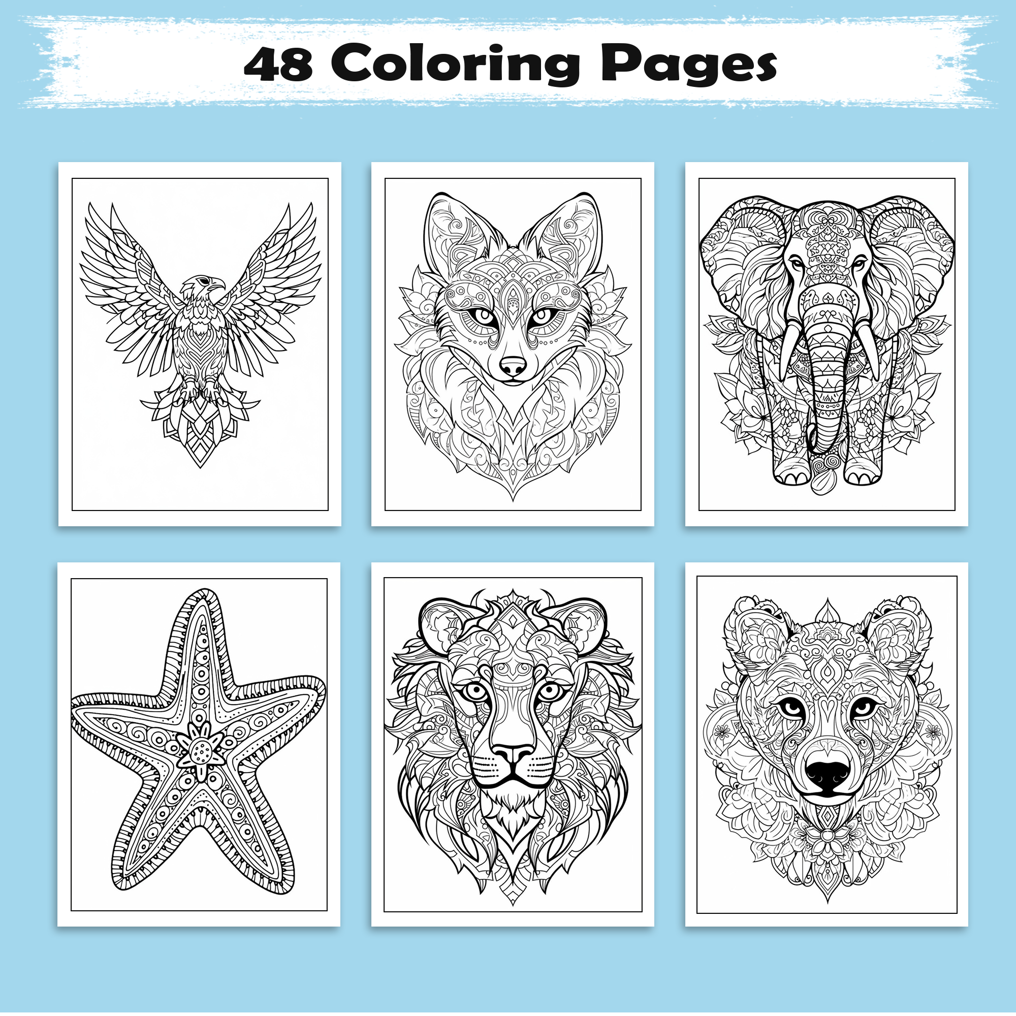 Spirit of the Wild Coloring Pages – 48 Animal Mandala Designs for Adults