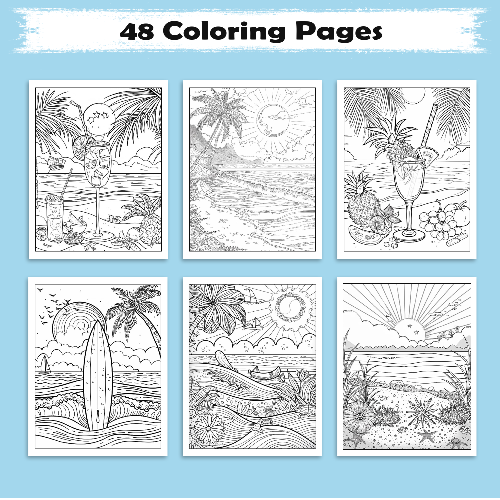 Aloha Serenity Hawaii Coloring Pages – 48 Scenic Ocean Views for Adults