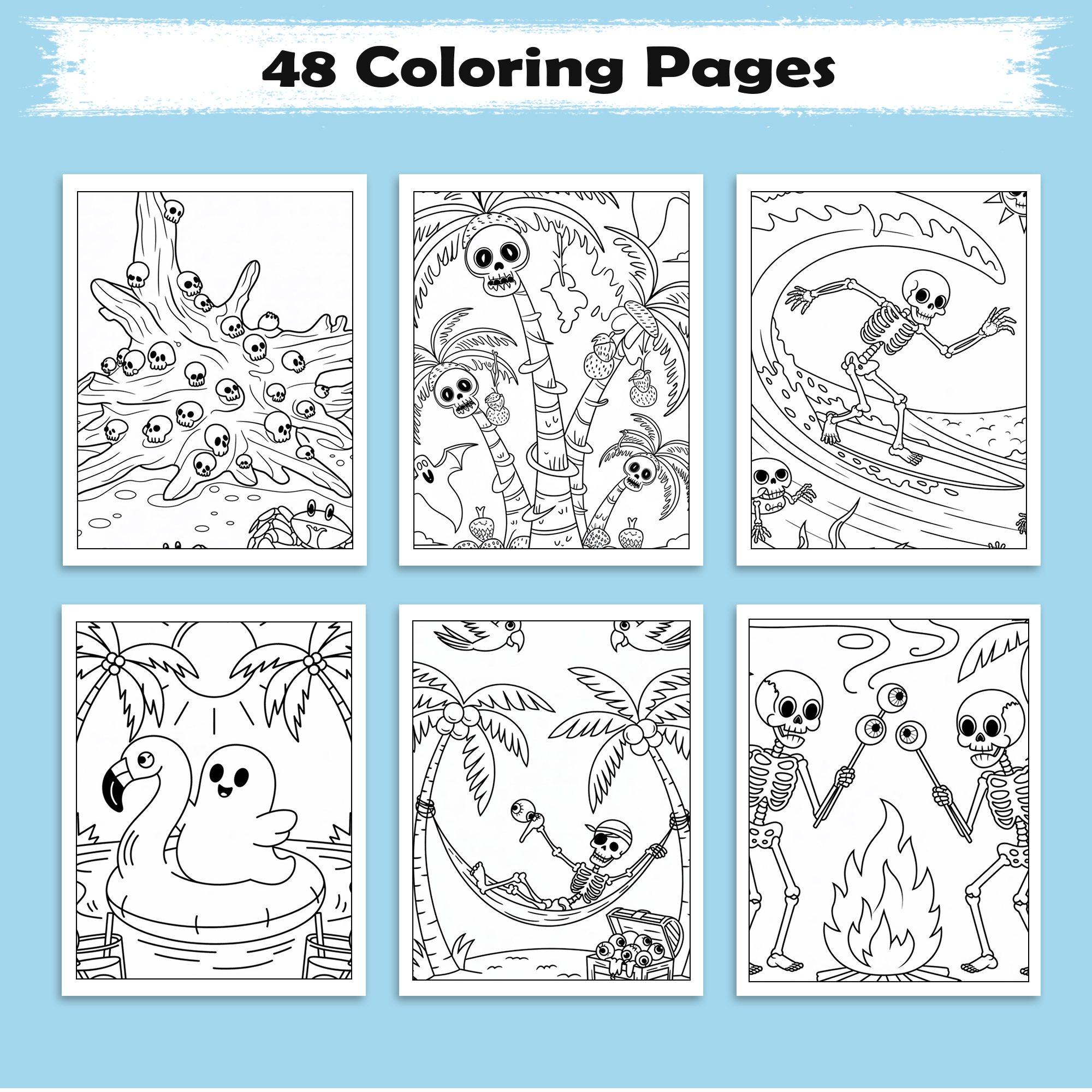 Surfing Spirits Coloring Pages – 48 Halloween in Hawaii Activities for Kids
